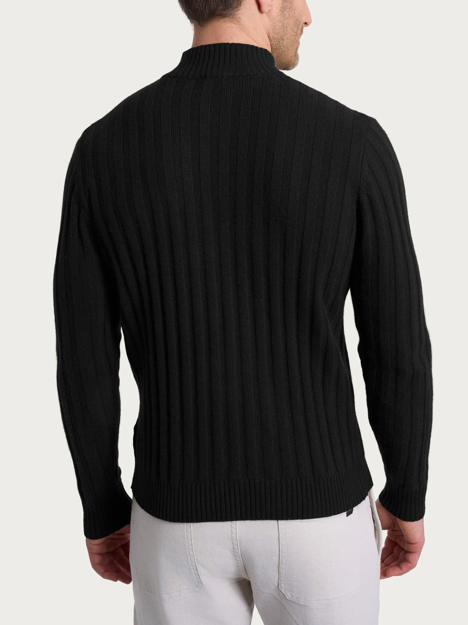 Lupetto con costa piatta in Natural Soft - Nero - Image 2
