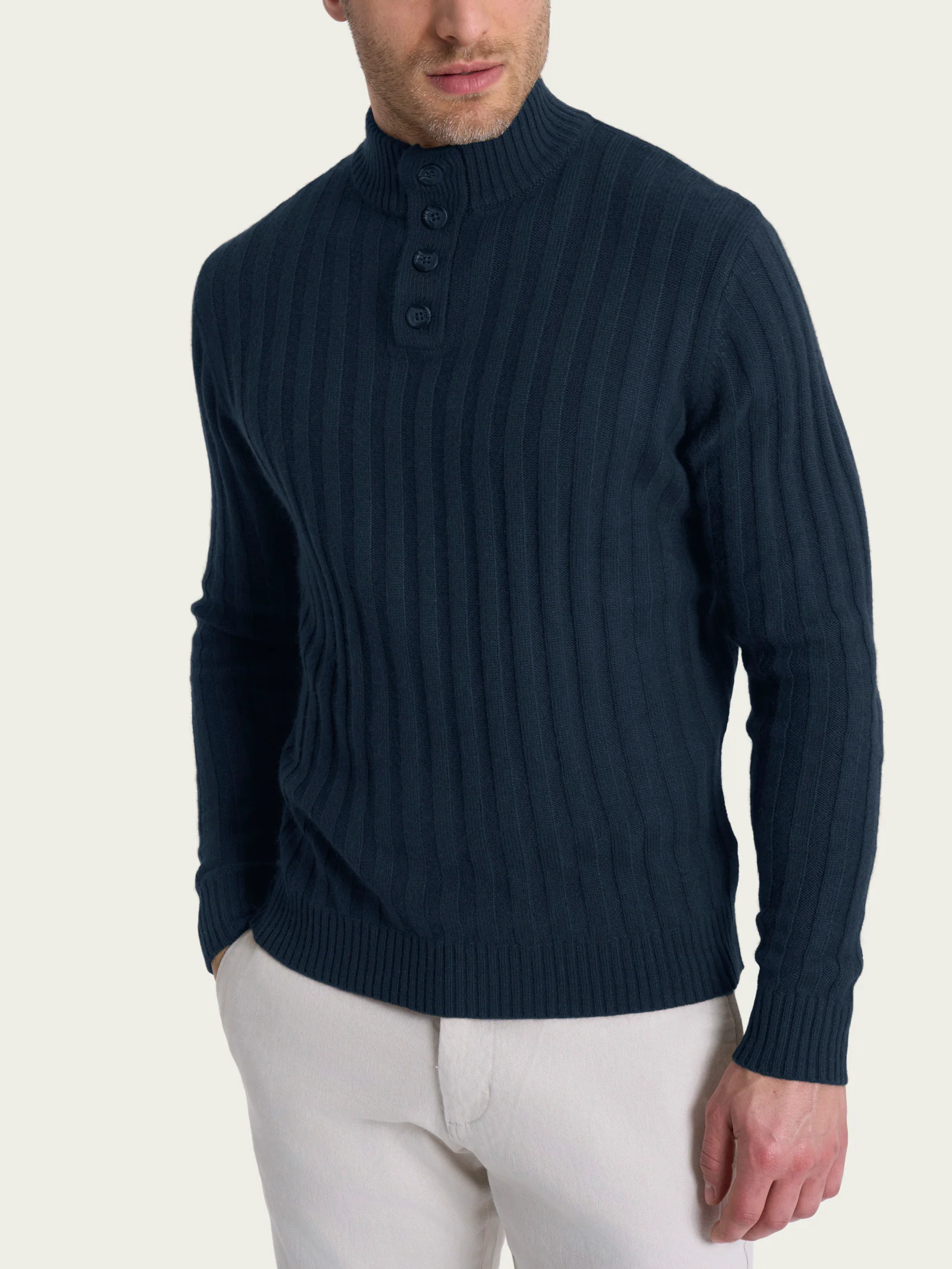 Lupetto con costa piatta in Natural Soft  - Bleu