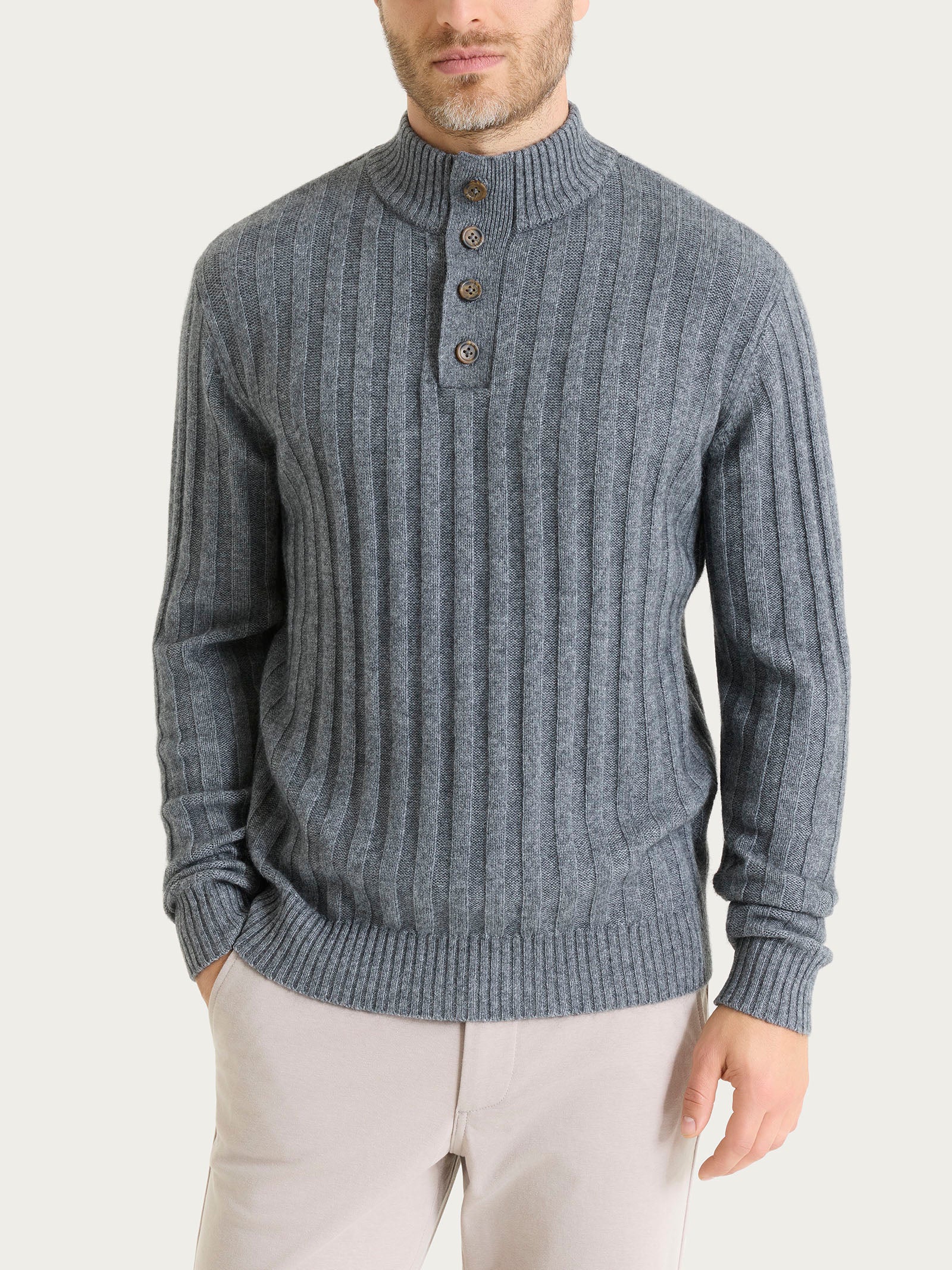 Lupetto con costa piatta in Natural Soft - Ferro Mel.