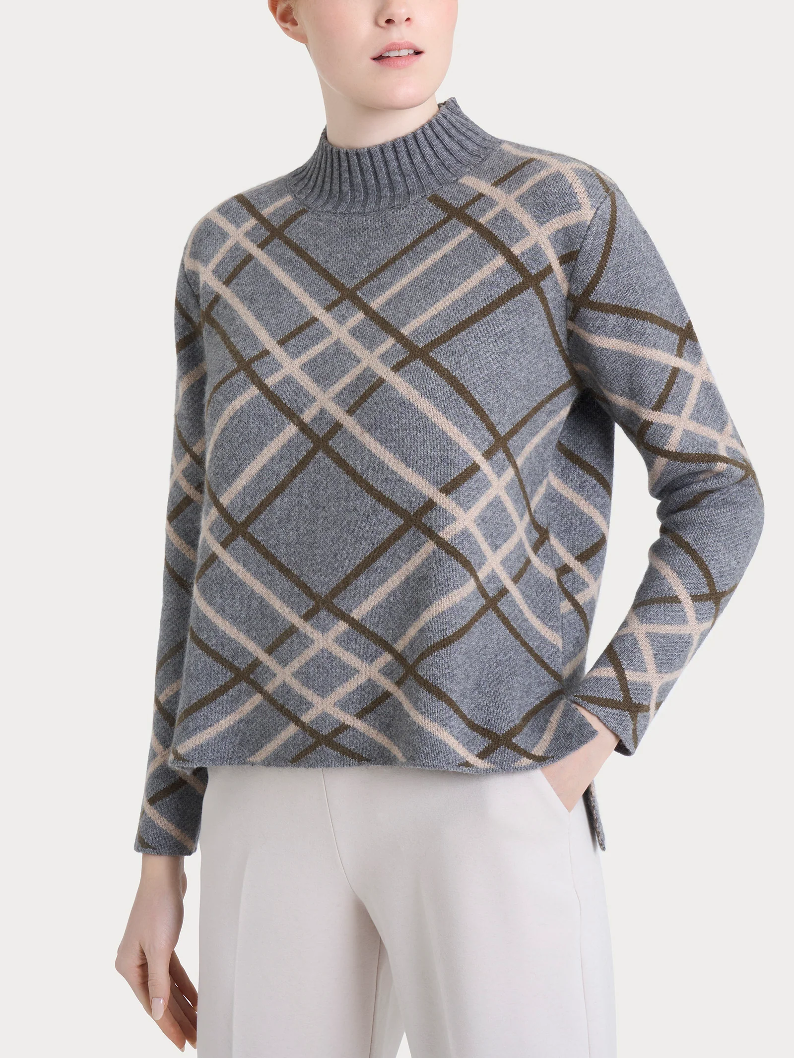 Lupetto con fantasia check in Natural Soft - Fant. Ferro Mel.
