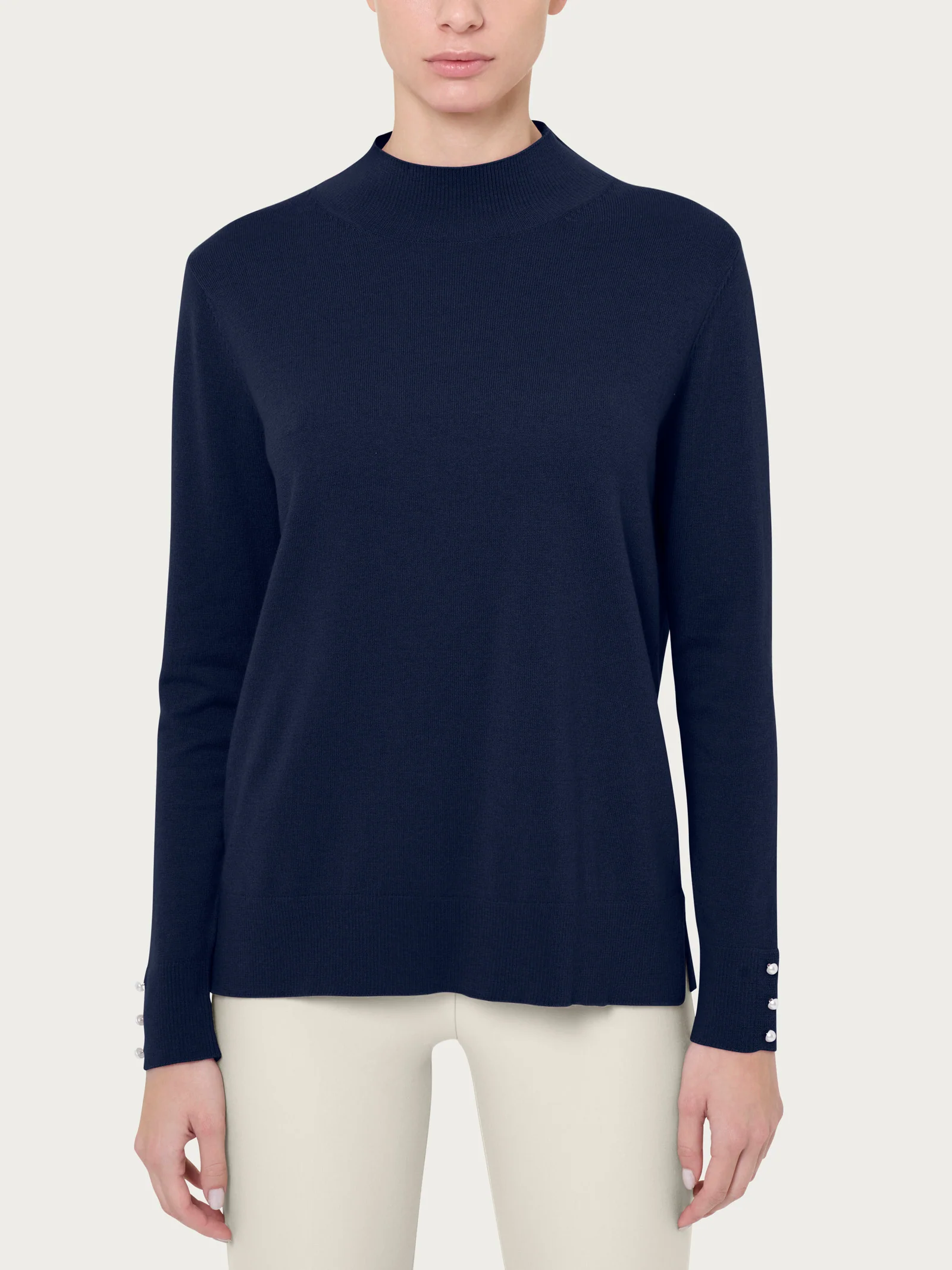 Lupetto con perline in Merino Soft - Bleu