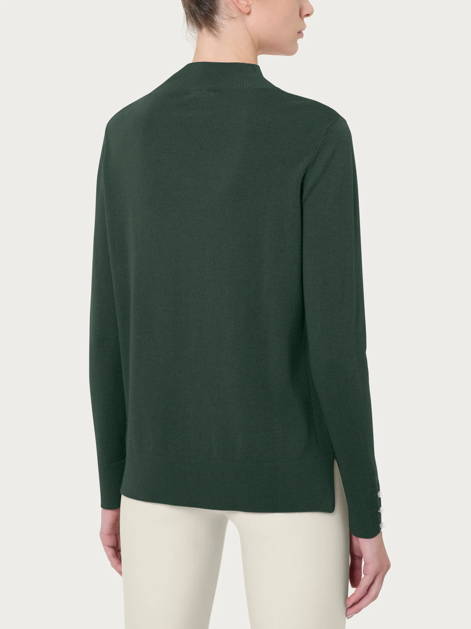 Lupetto con perline in Merino Soft - Kombu Green - Image 2