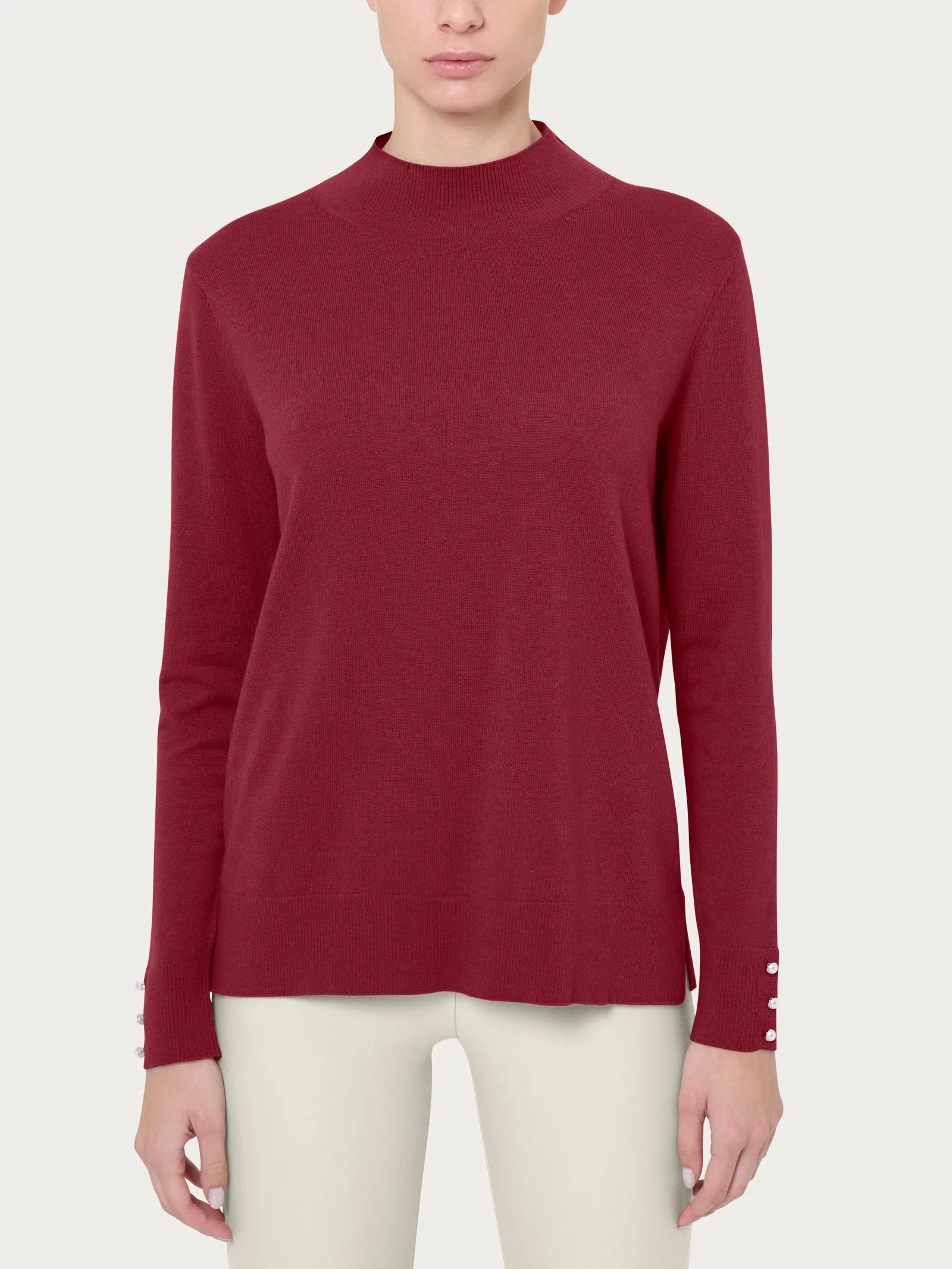 Lupetto con perline in Merino Soft - Tibetan Red