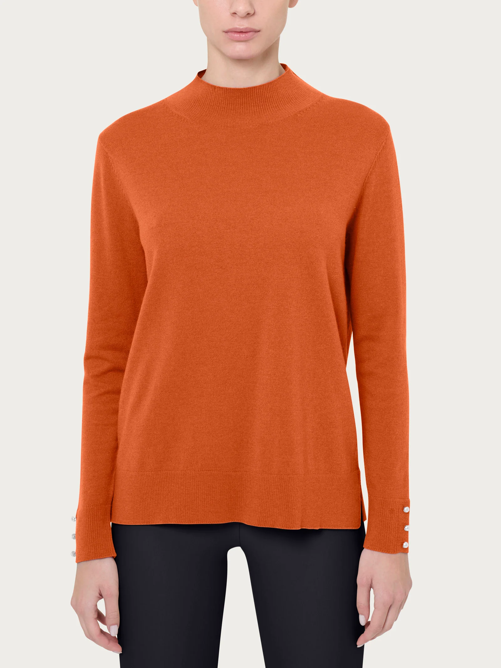 Lupetto con perline in Merino Soft - Rust