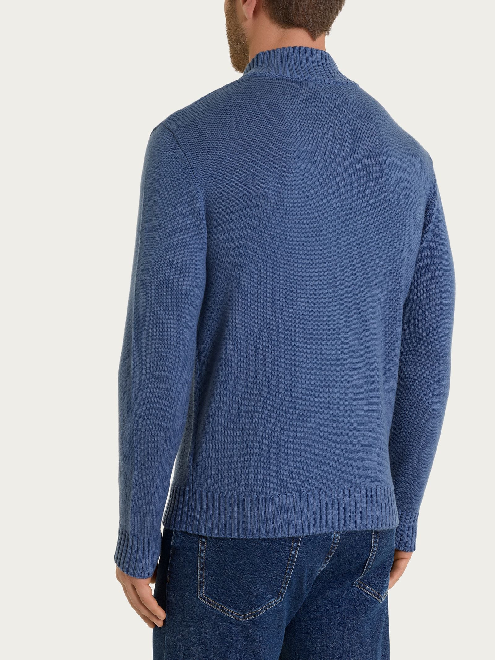 Lupetto con zip e bottoni in Merino Soft - Aviazione - Image 2