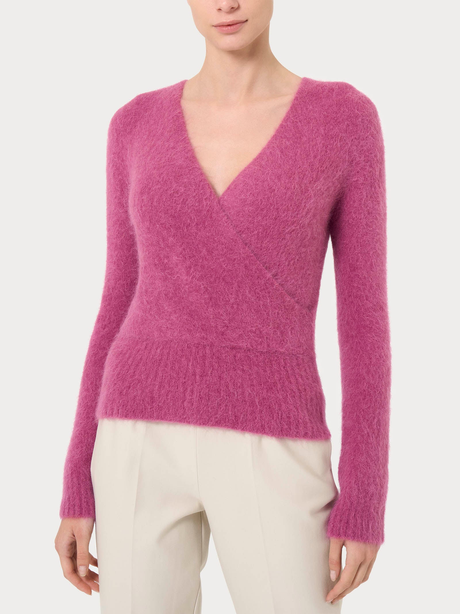 Maglia ad incrocio in misto lana e alpaca - Red Violet
