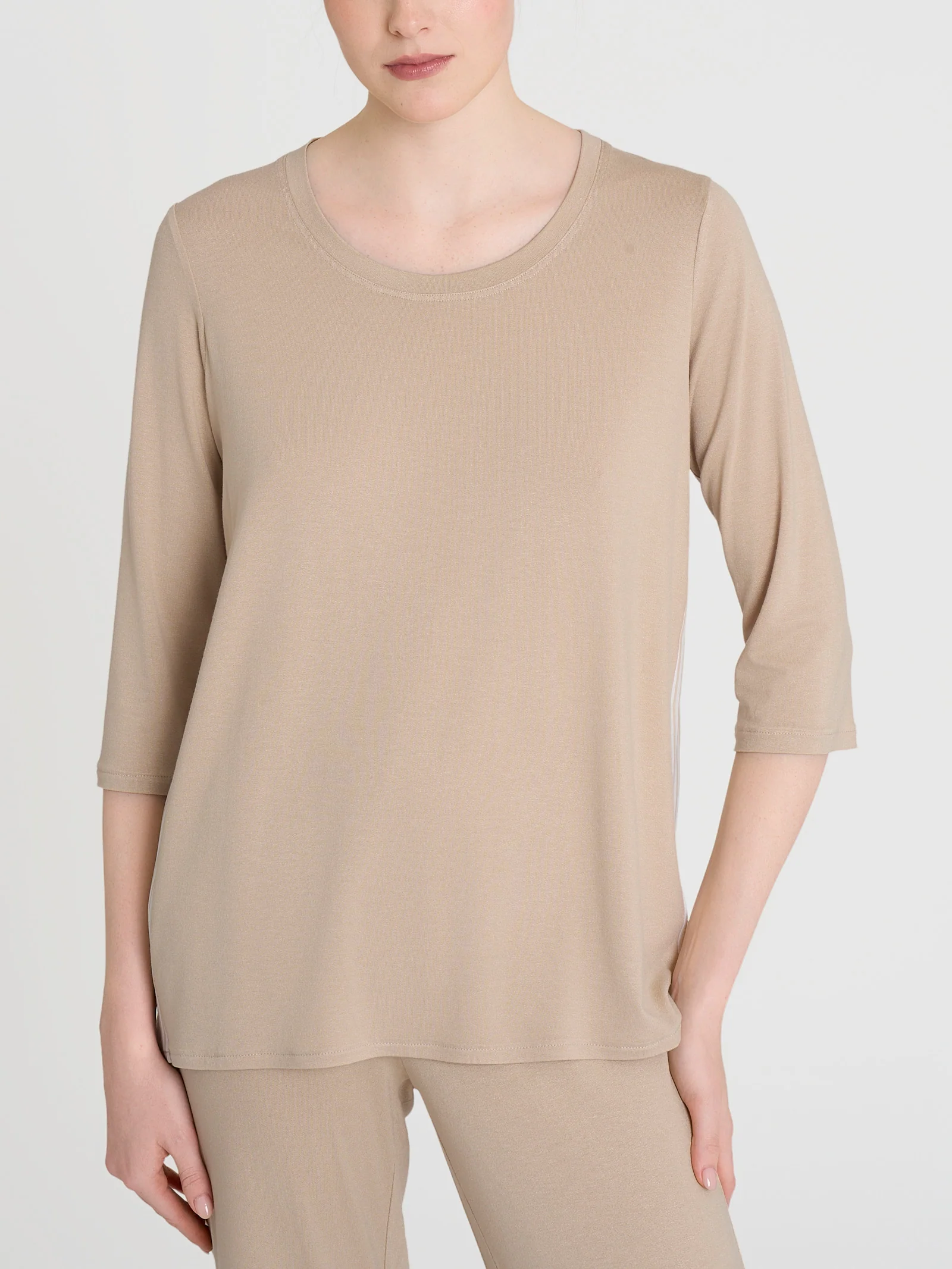 Maglia con manica 3/4 e retro con stripes in Misto Viscosa - Fant. Irish Cream