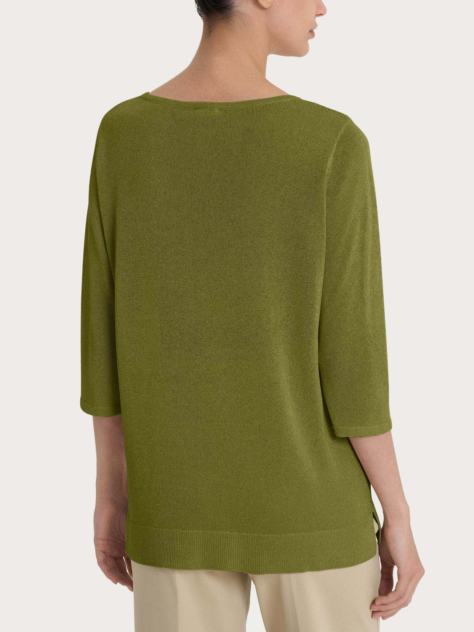 Maglia con manica 3/4 in Crêpe Lurex - Sphagnum - Image 2