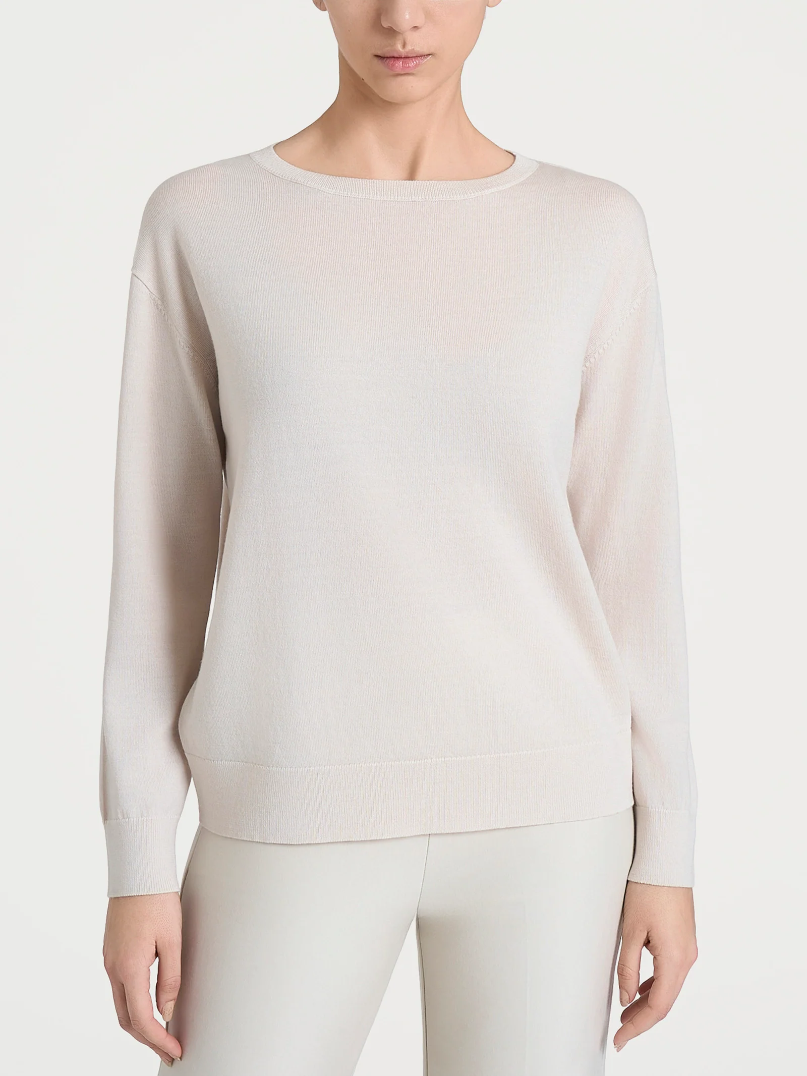 Maglia con scollo a barchetta in Merino Soft - Champignon