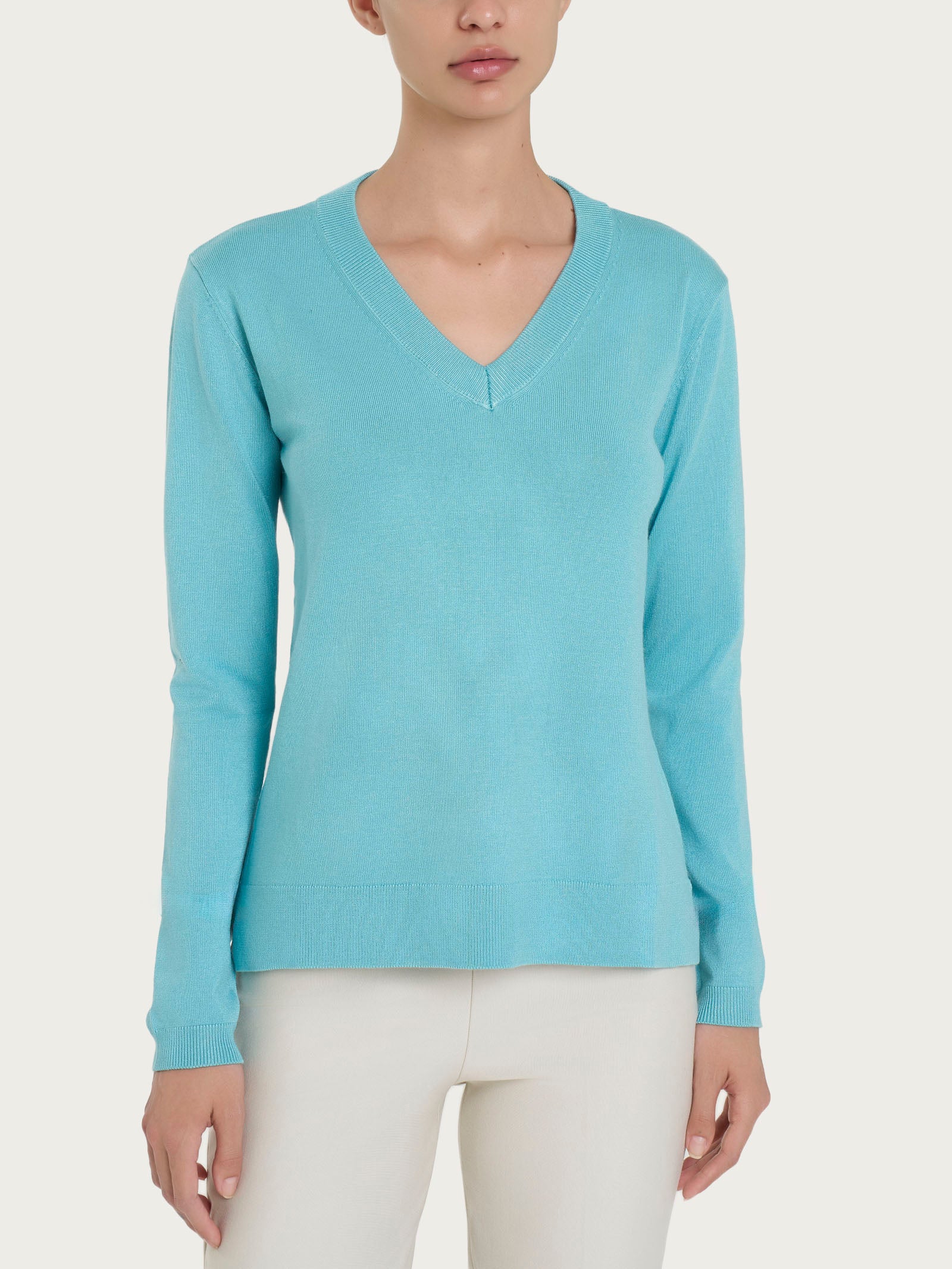 Maglia con scollo a V Four Seasons - Nile Blue