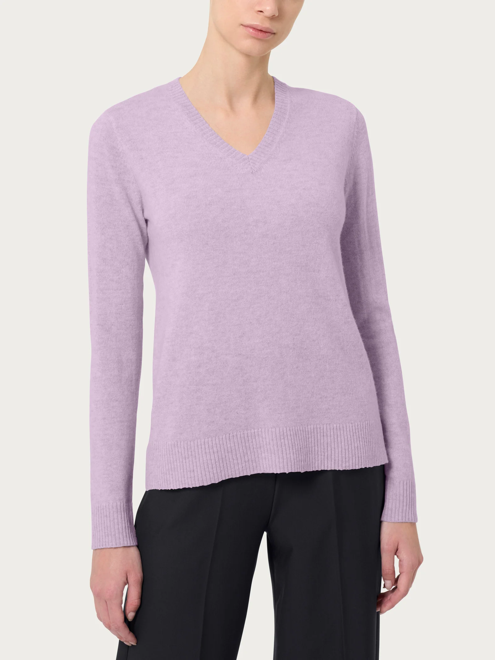 Maglia con scollo a V in cashmerino - Orchid Petal