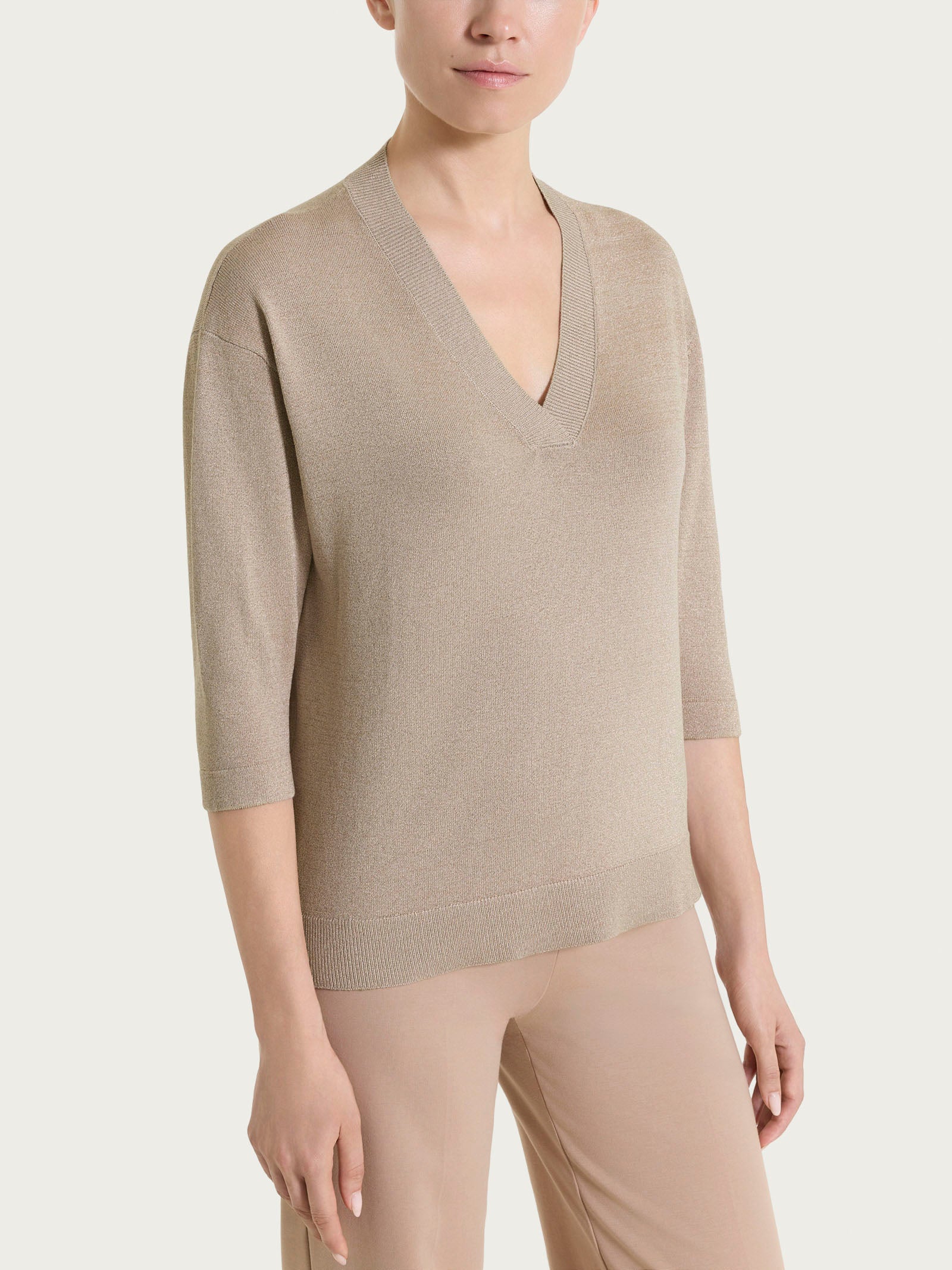 Maglia con scollo a V in Lurex Summertime - Crockery