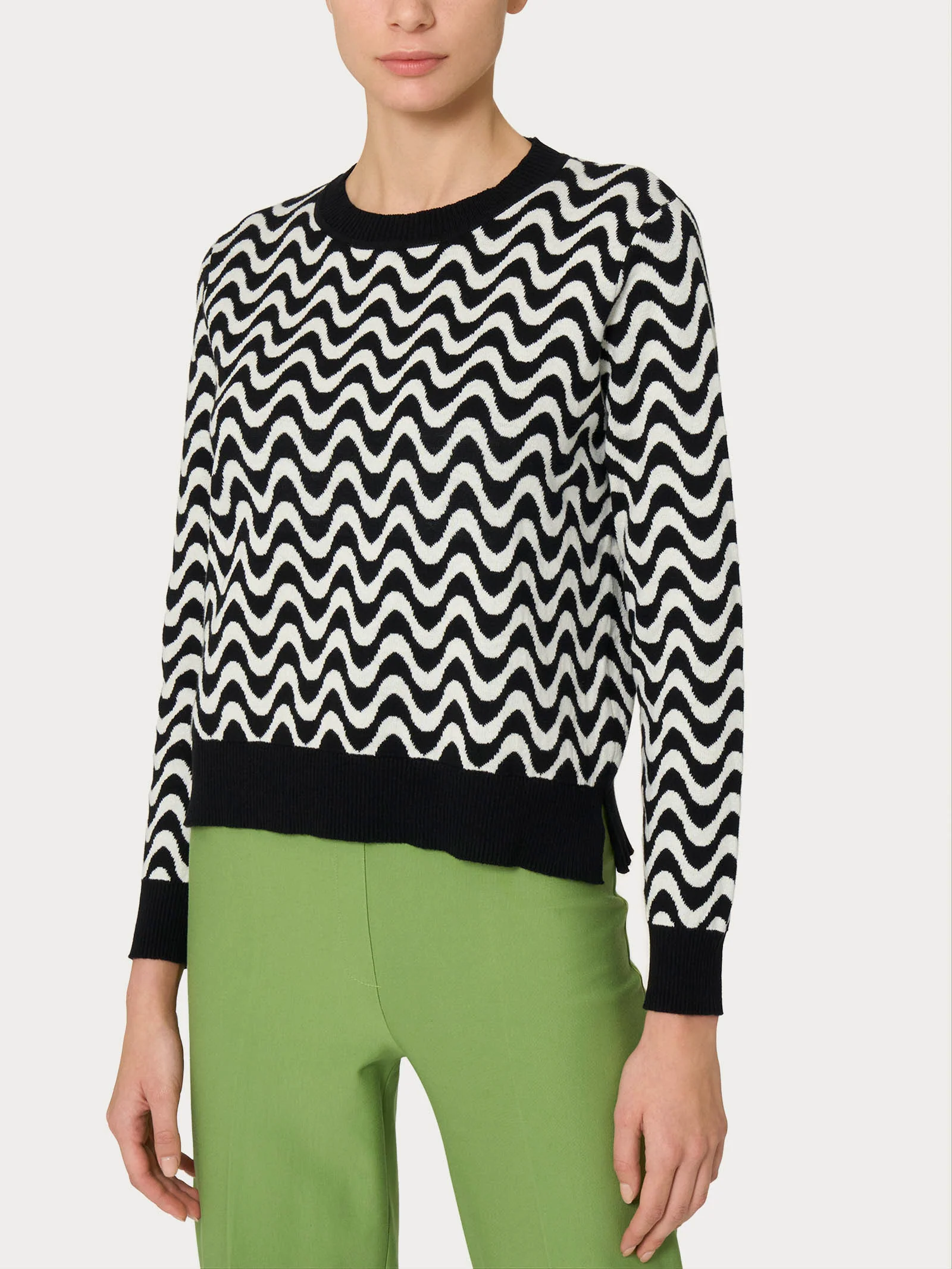 Maglia corta girocollo in filato Winter Cotton - Fant.Nero