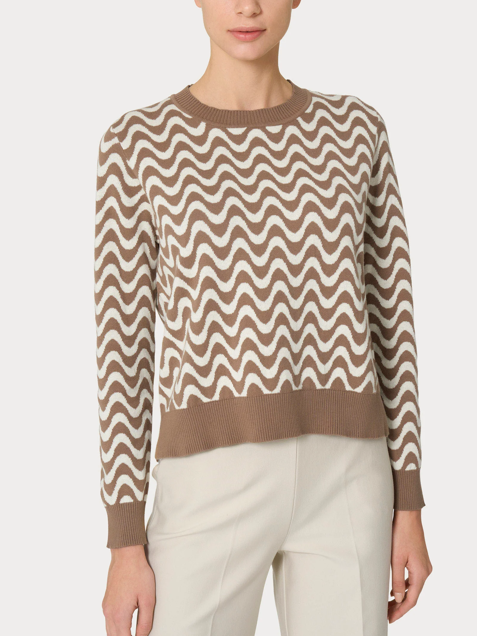 Maglia corta girocollo in filato Winter Cotton - FANT.PINE BARK