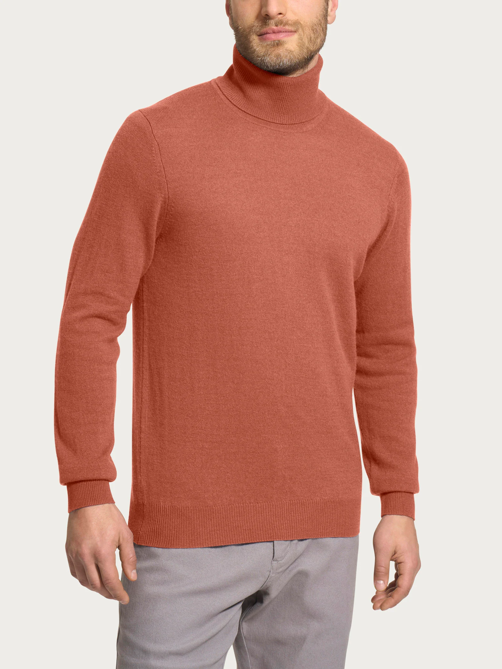 Maglia dolcevita in tessuto Cashmerino - Burnt Brick