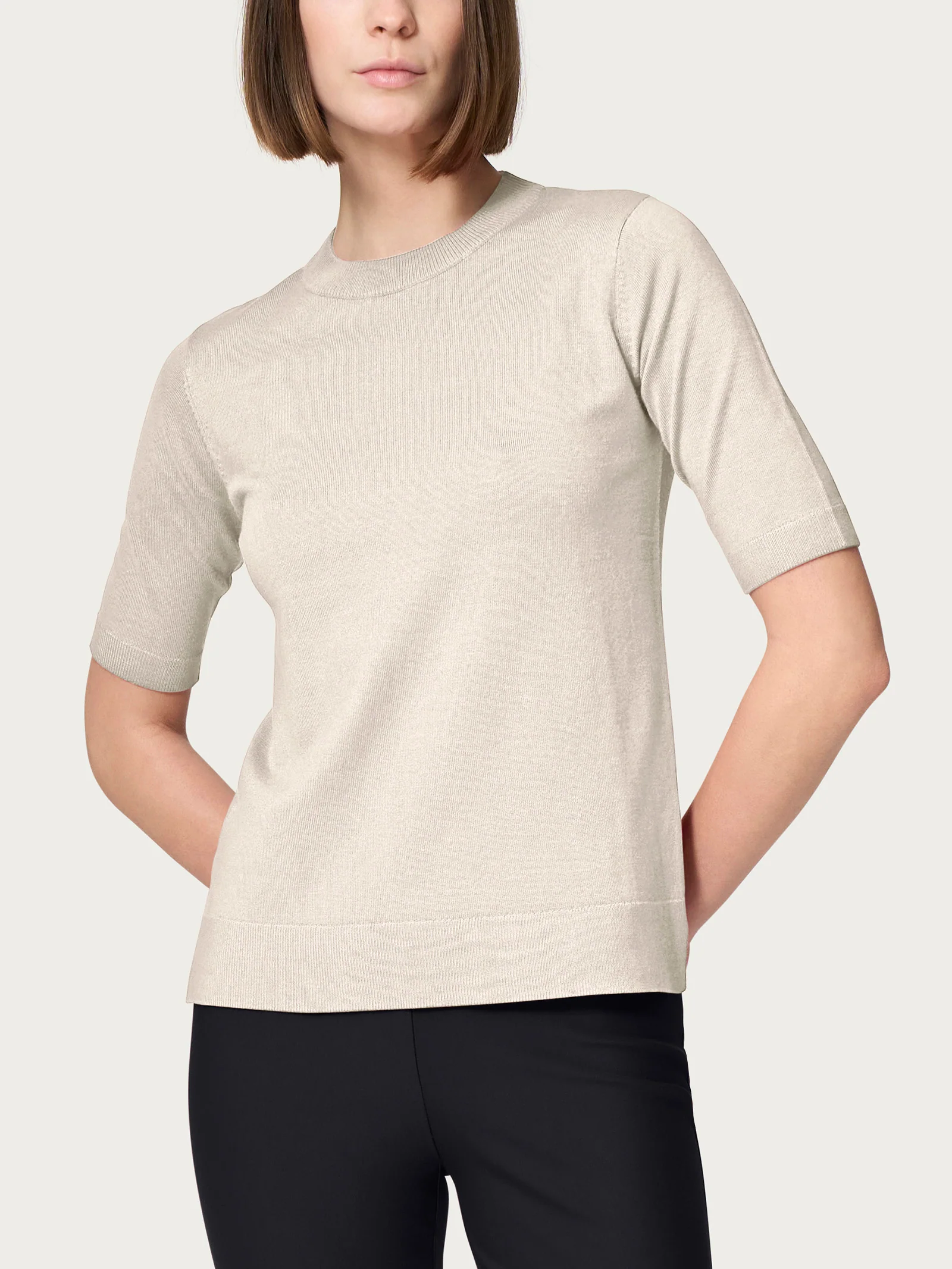 Maglia girocollo a manica corta Four Seasons - Champignon