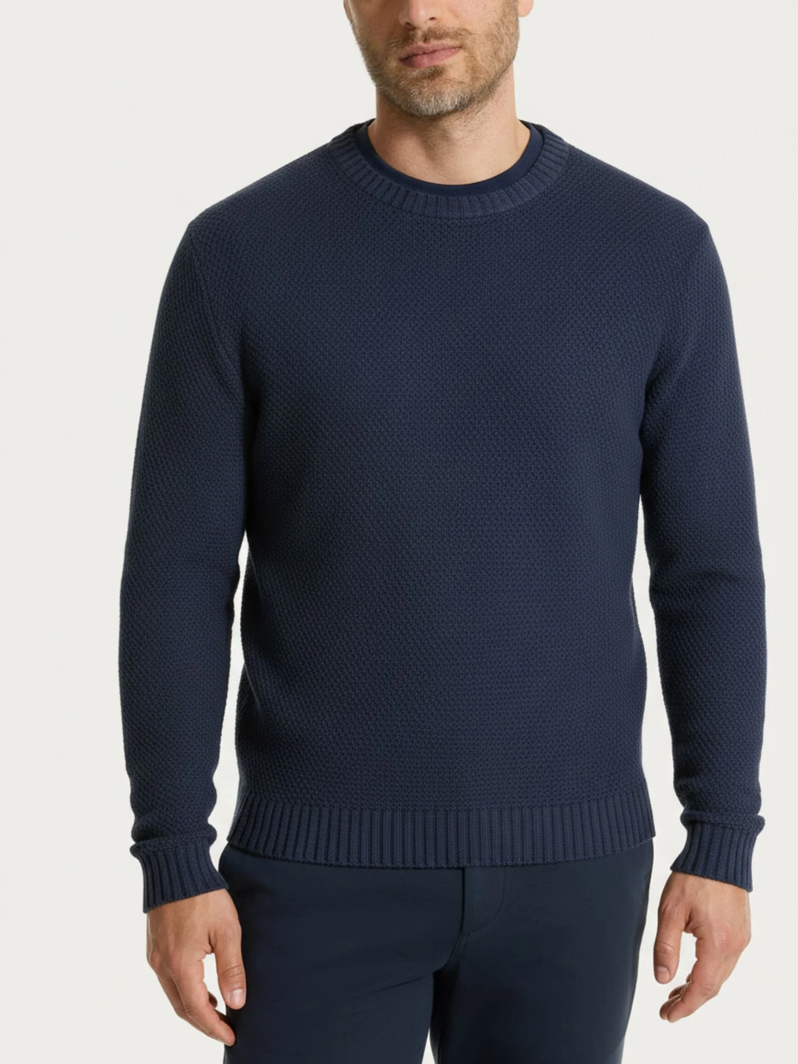 Maglia girocollo a punto maglia in Puro Cotone - Outer Space