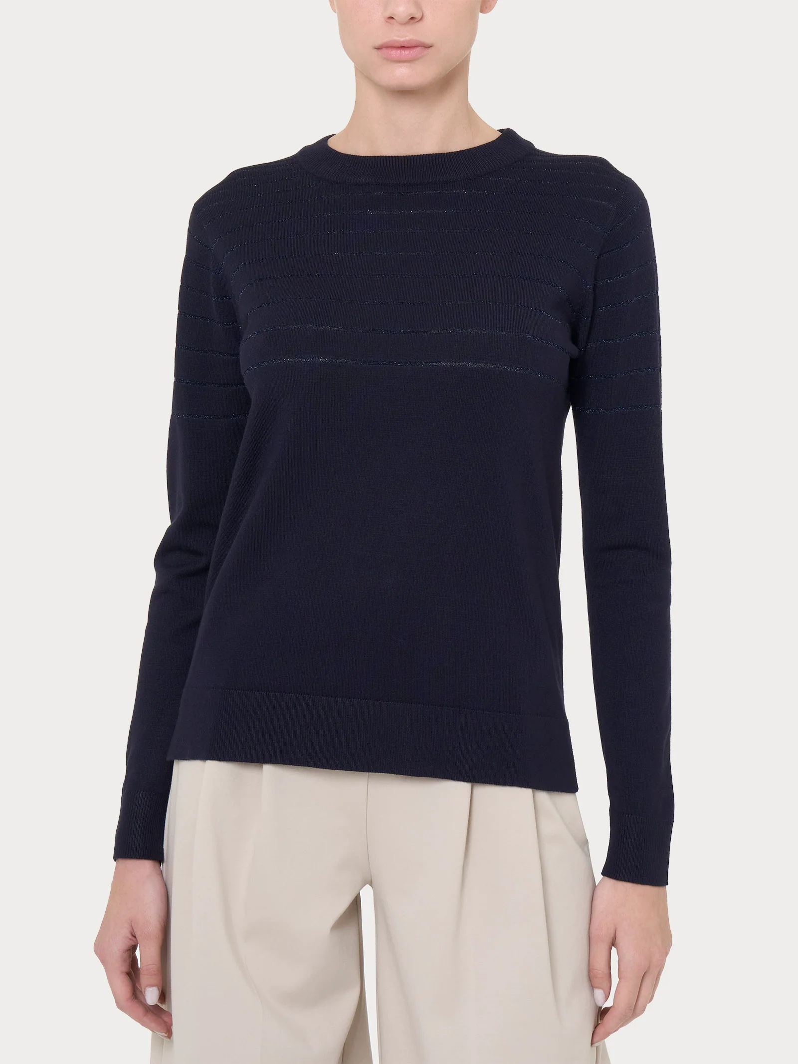 Maglia girocollo a righe Four Seasons con Lurex - Bleu