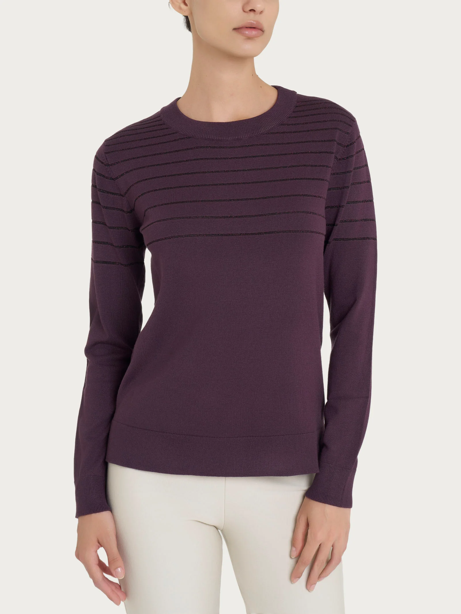 Maglia girocollo a righe Four Seasons con Lurex - Plum Perfect