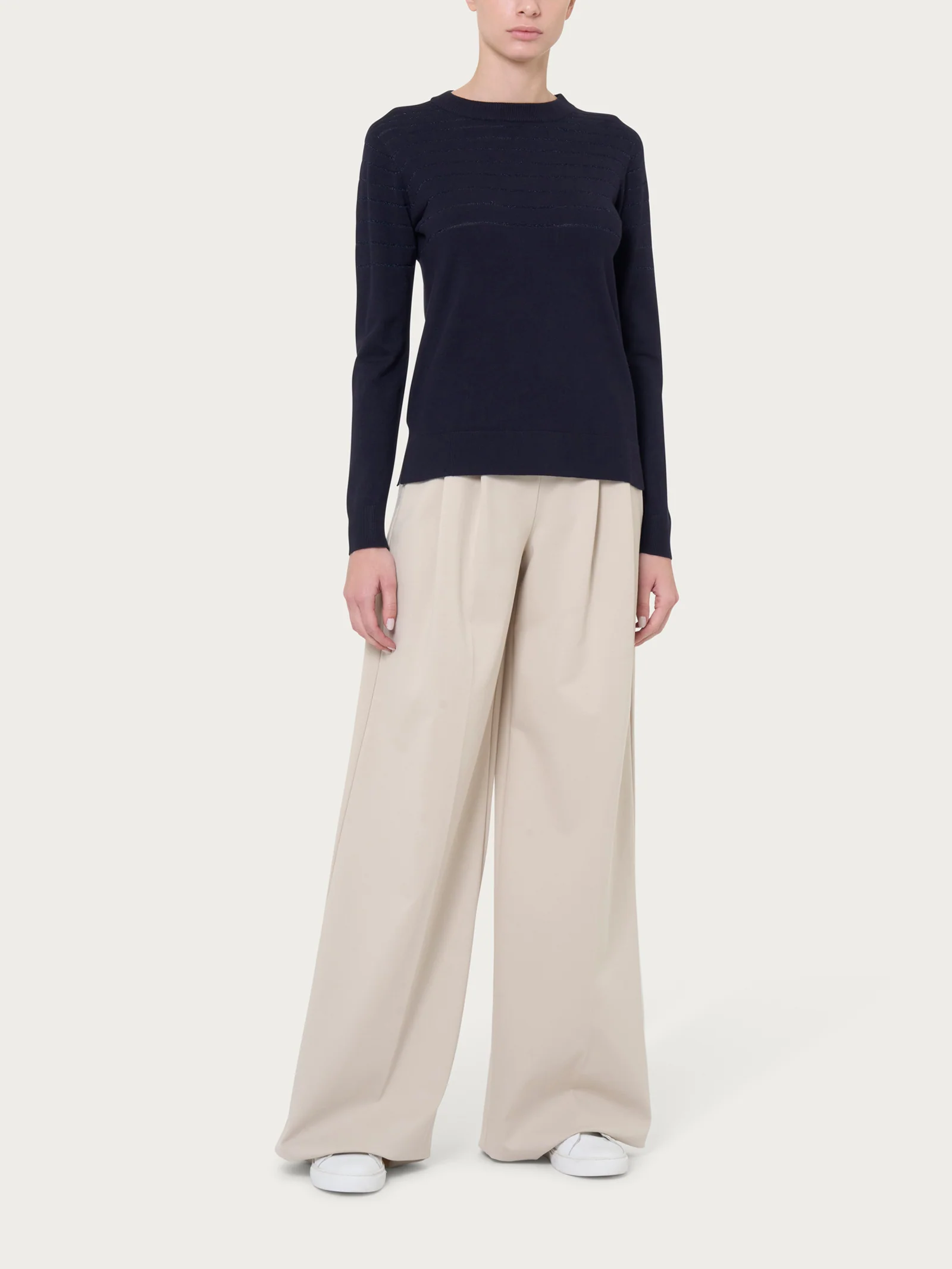 Maglia girocollo a righe Four Seasons con Lurex - Plum Perfect - Image 4