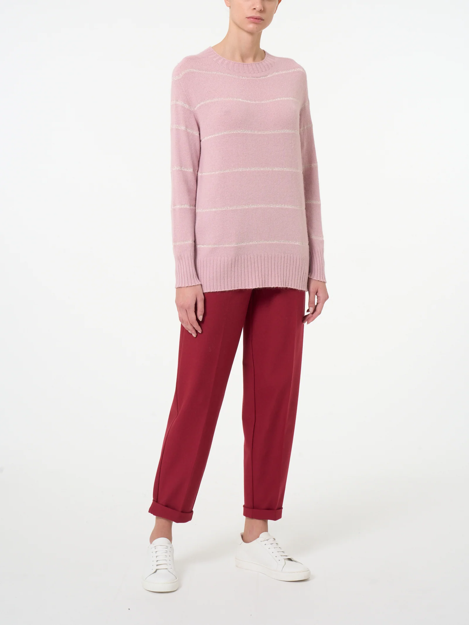 Maglia girocollo a righe in misto angora - Moonlight - Image 3