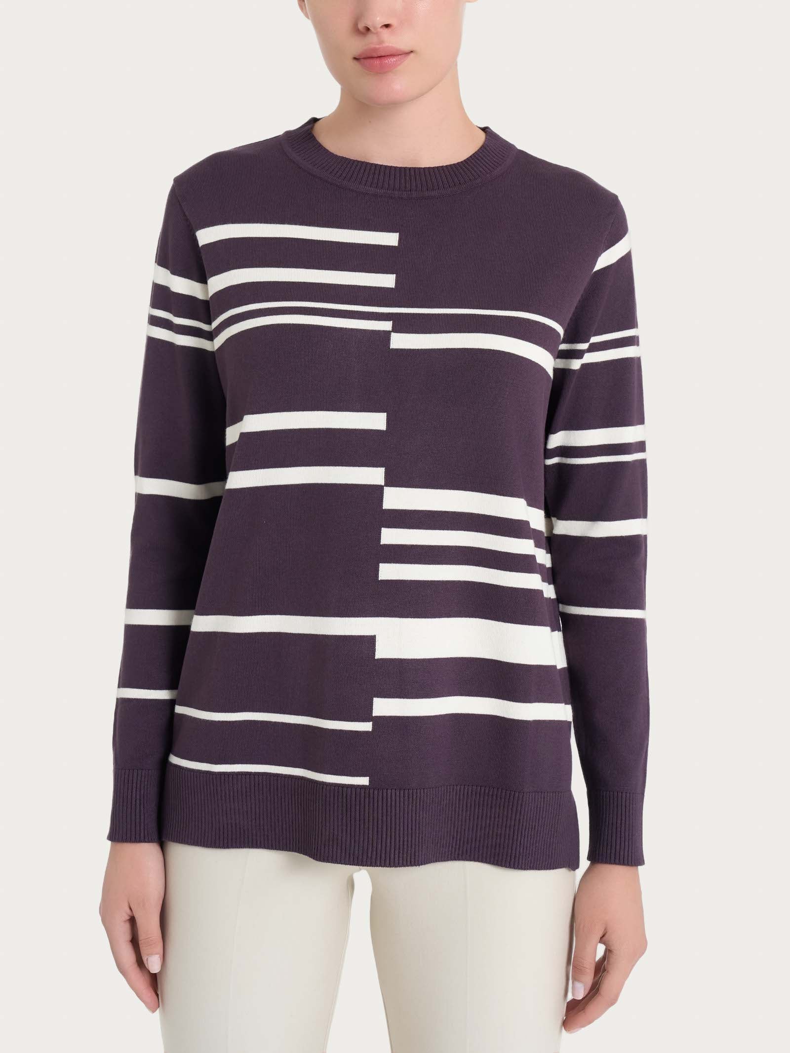 Maglia girocollo a righe sfalsate Four Seasons - Fant. Plum Perfect