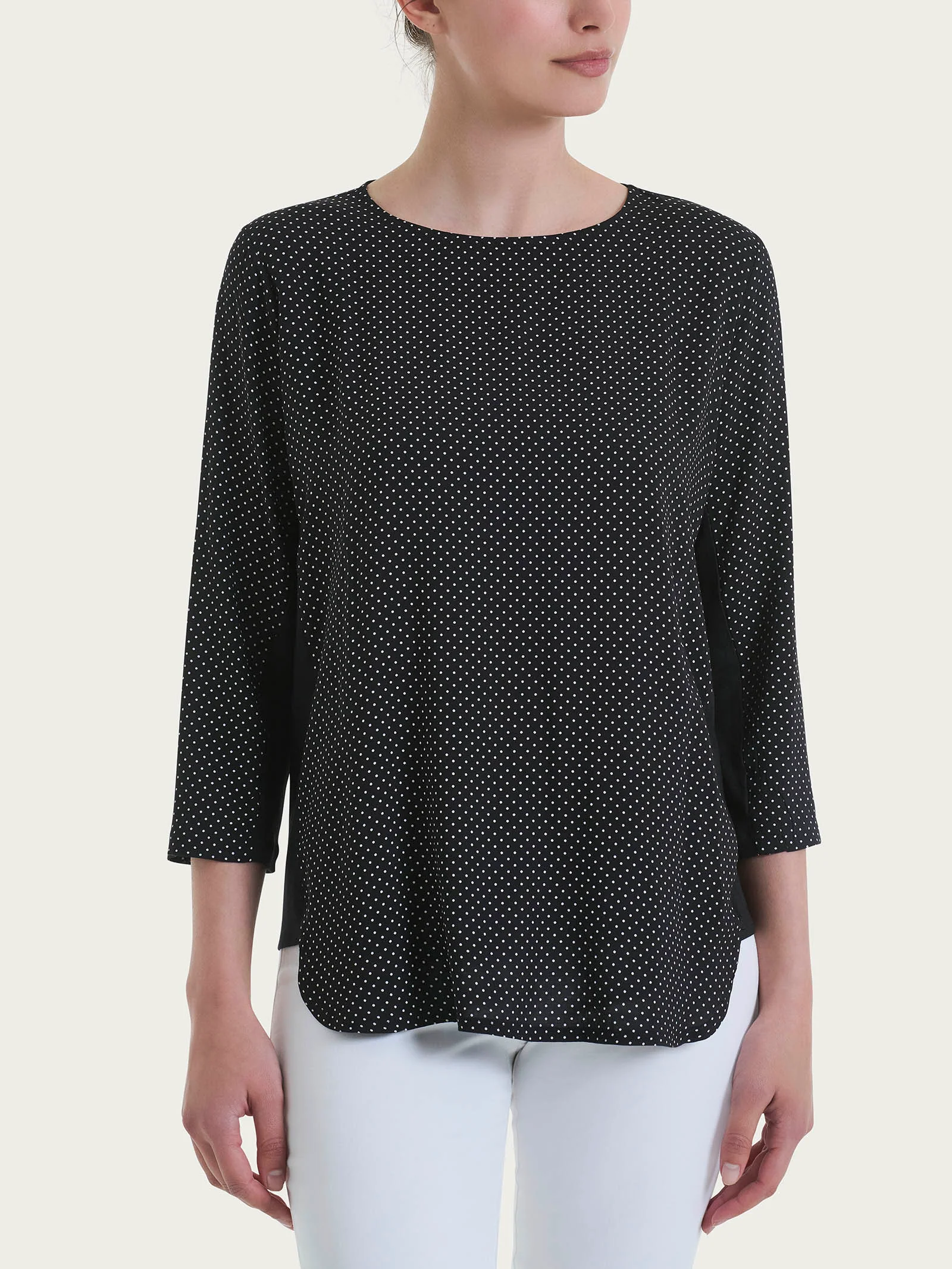 Maglia girocollo con dots in misto viscosa - Fant.Black