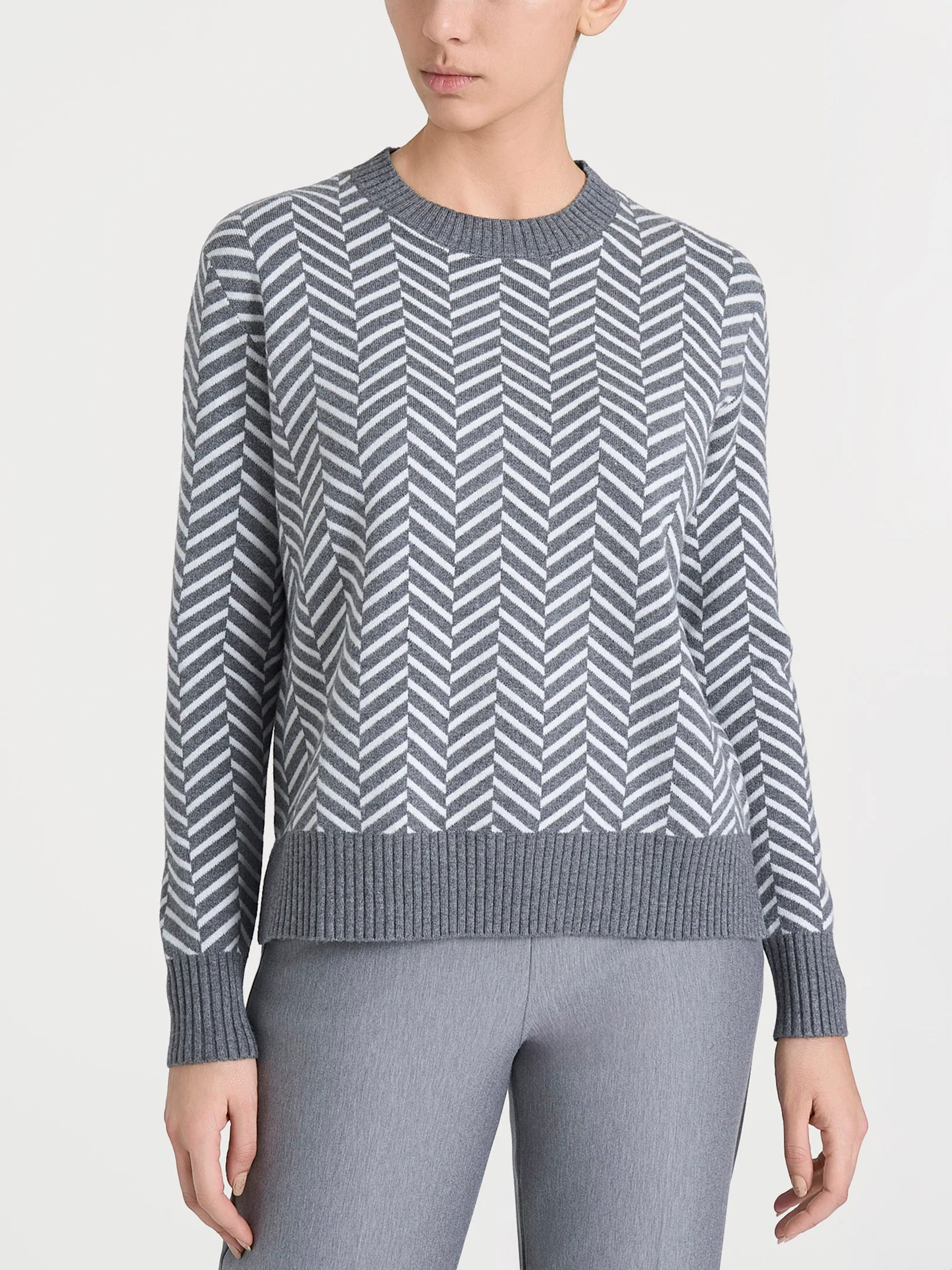 Maglia girocollo con fantasia spigata in Super Soft - Fant. Ferro Mel.