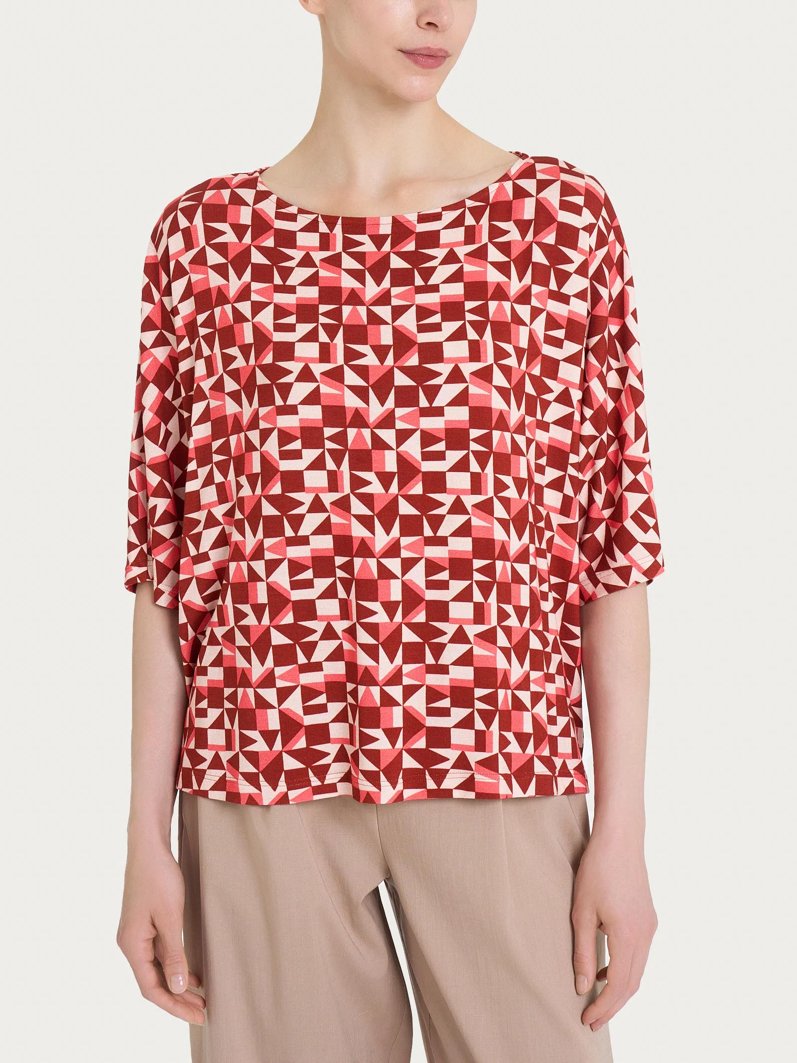 Maglia girocollo con geometric pattern in Viscosa Summer - Fant. Dubarry