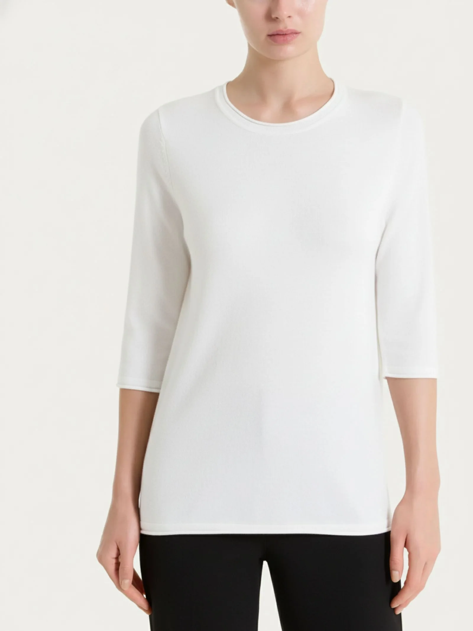 Maglia girocollo con manica 3/4 in Summertime - Avorio
