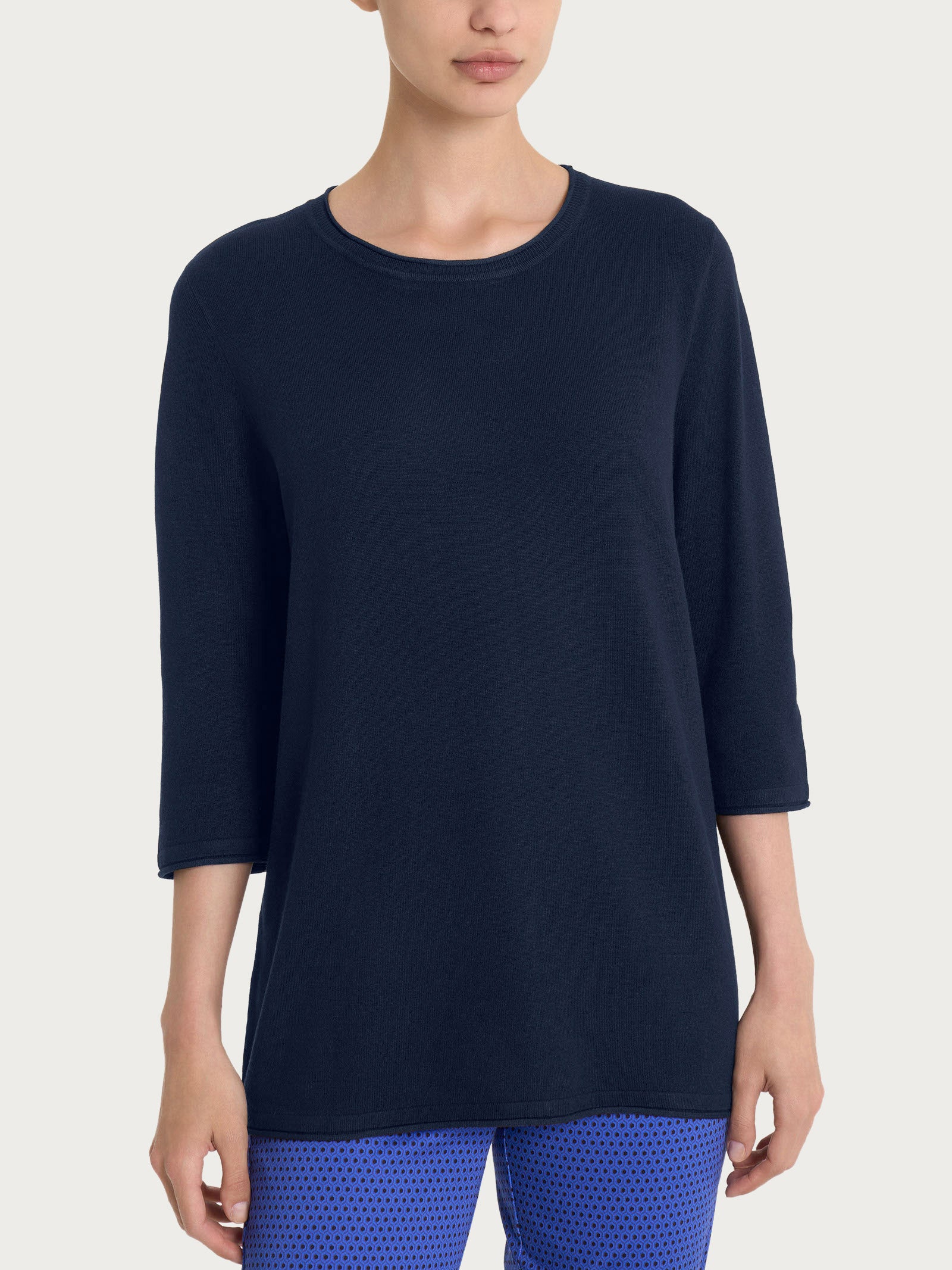 Maglia girocollo con manica 3/4 in Summertime - Bleu