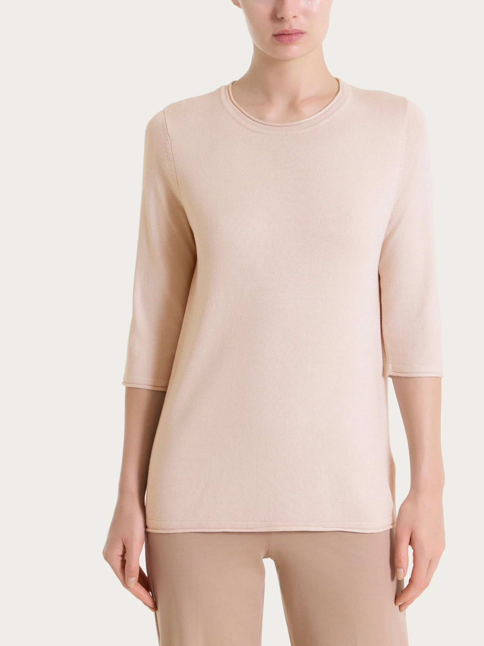 Maglia girocollo con manica 3/4 in Summertime - Cameo Rose