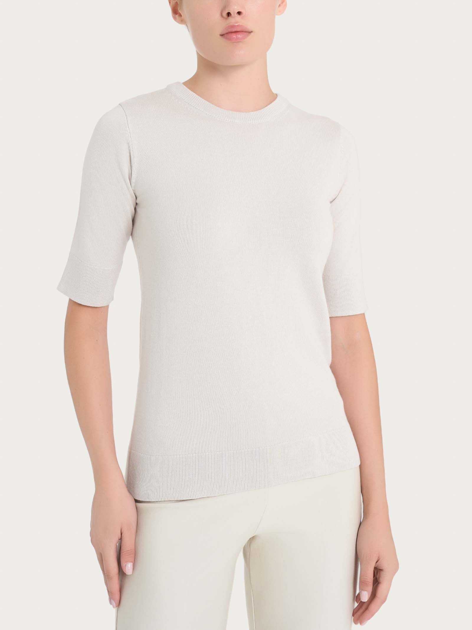 Maglia girocollo con manica corta Four Seasons - Champignon