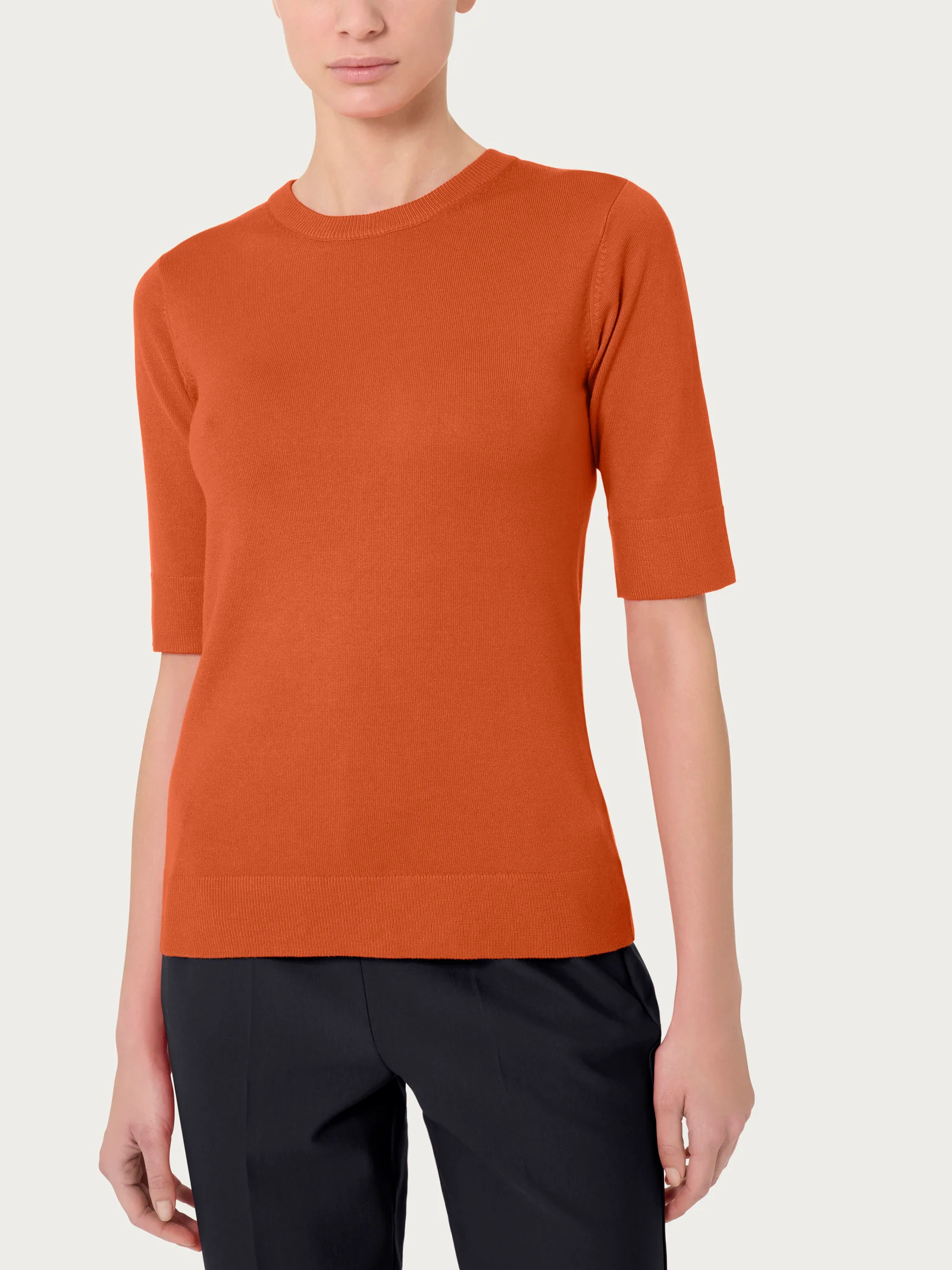 Maglia girocollo con manica corta Four Seasons - Rust