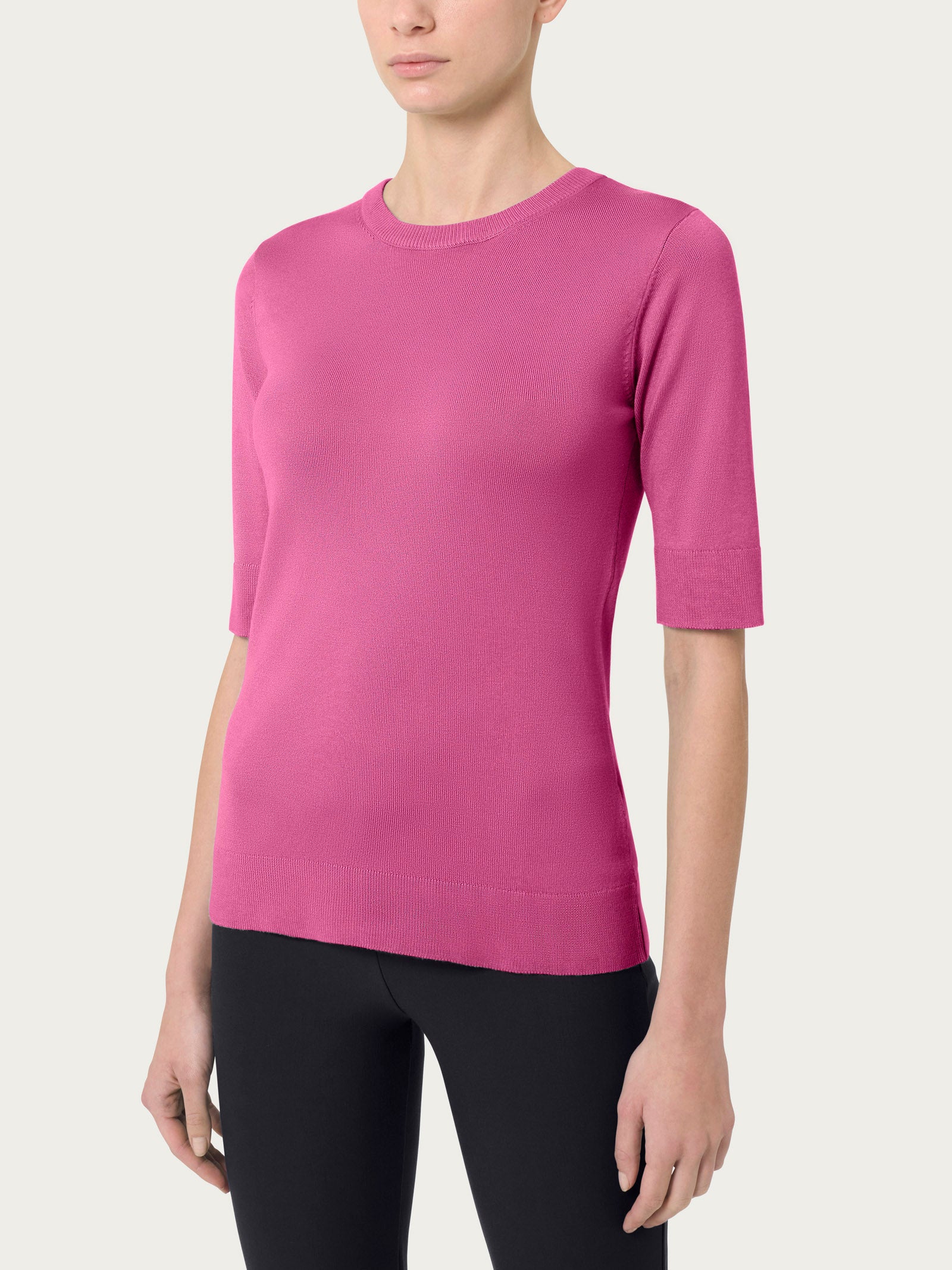 Maglia girocollo con manica corta Four Seasons - Red Violet
