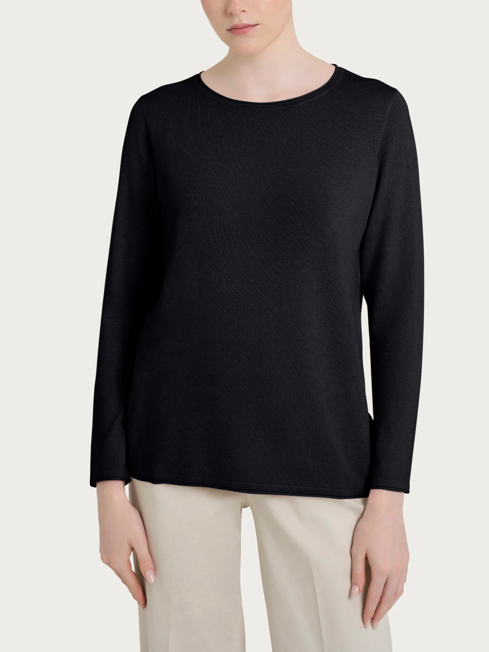 Maglia girocollo con manica lunga in Summertime - Nero