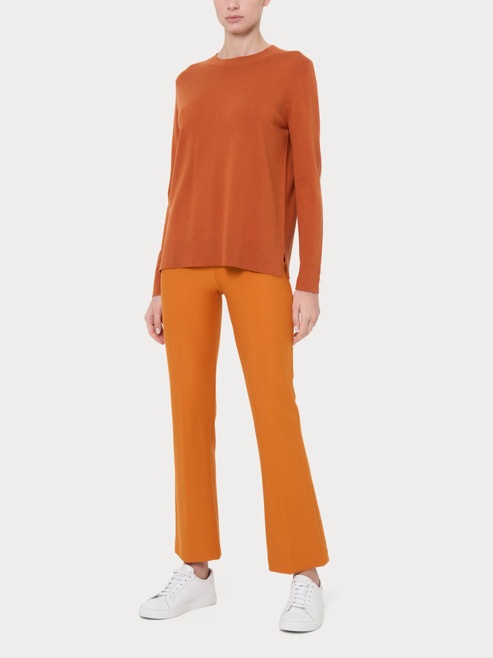 Maglia girocollo con perline in Merino Soft - Champignon - Image 4