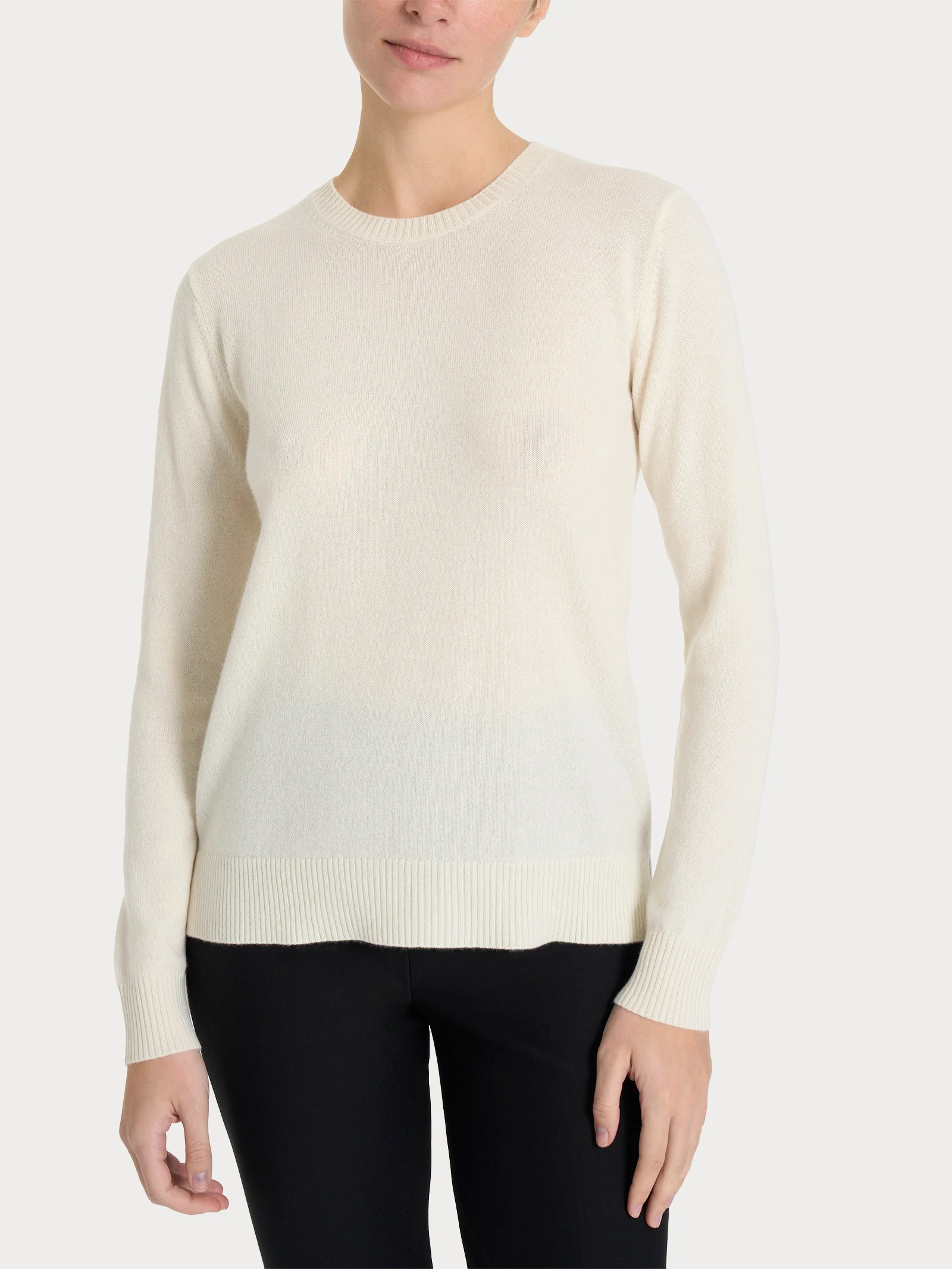 Maglia girocollo in cashmerino - Avorio