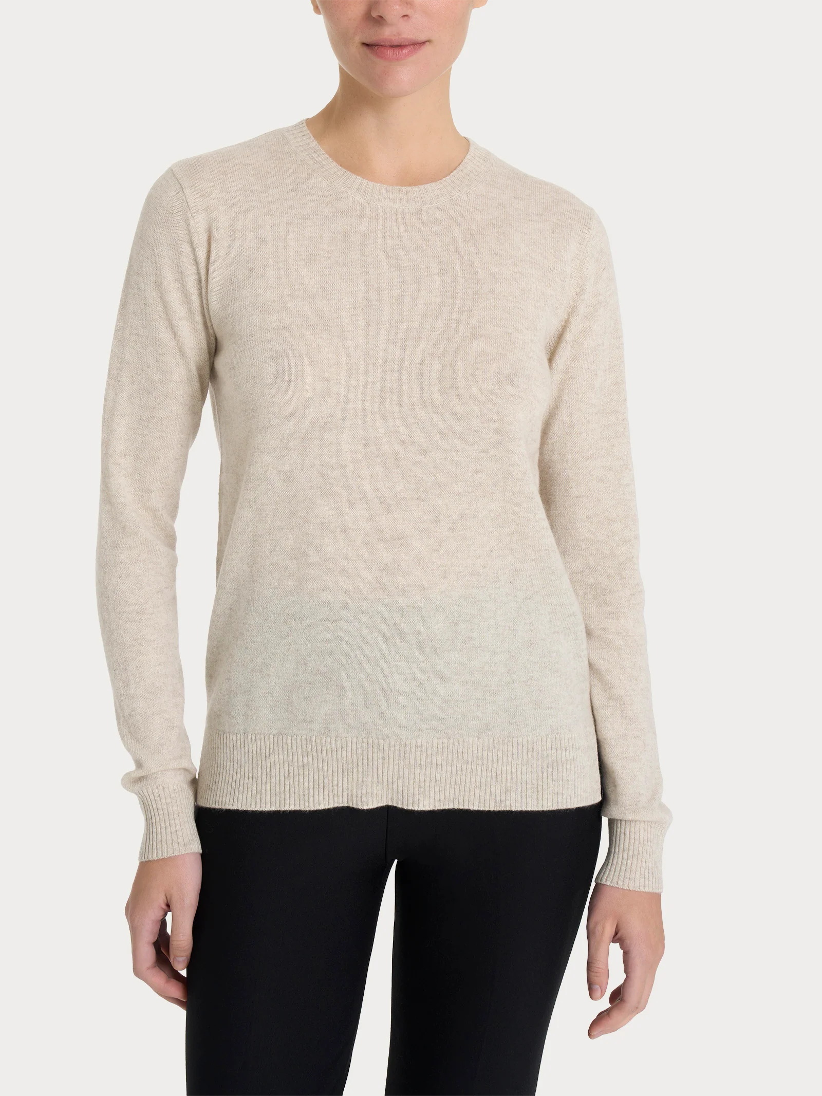 Maglia girocollo in cashmerino - Champignon mel.