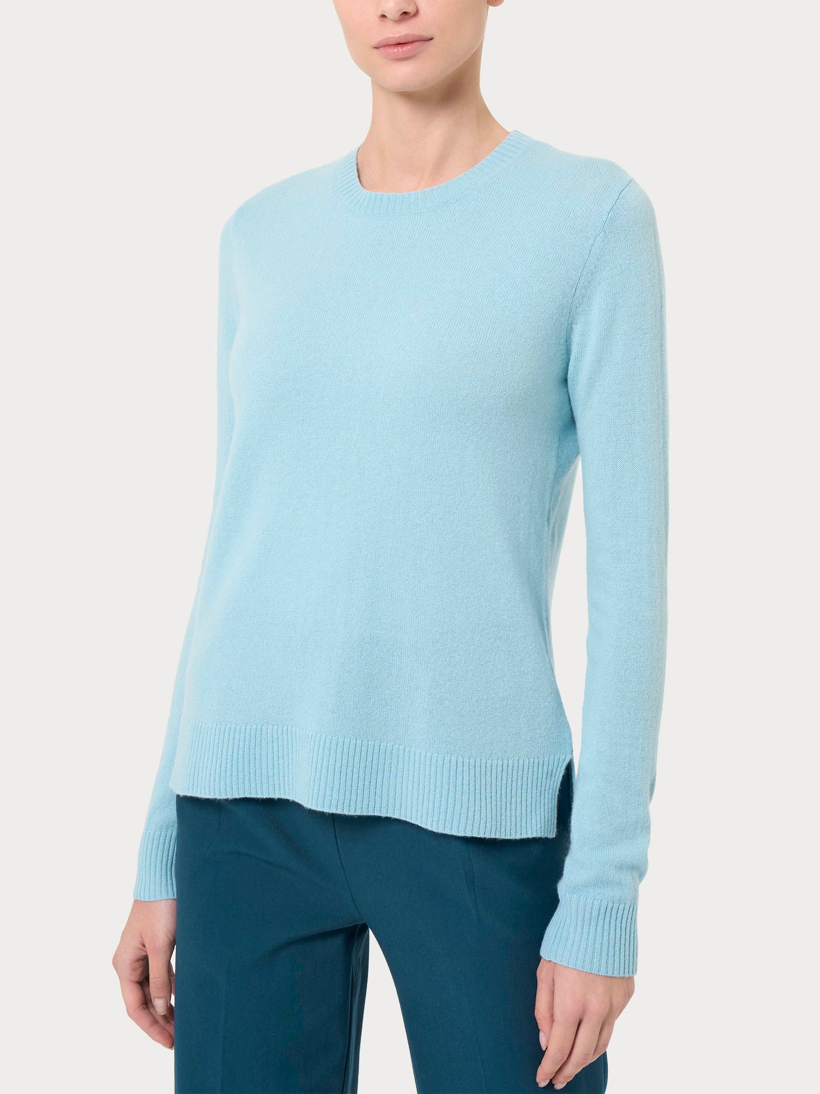 Maglia girocollo in cashmerino - Nile Blue