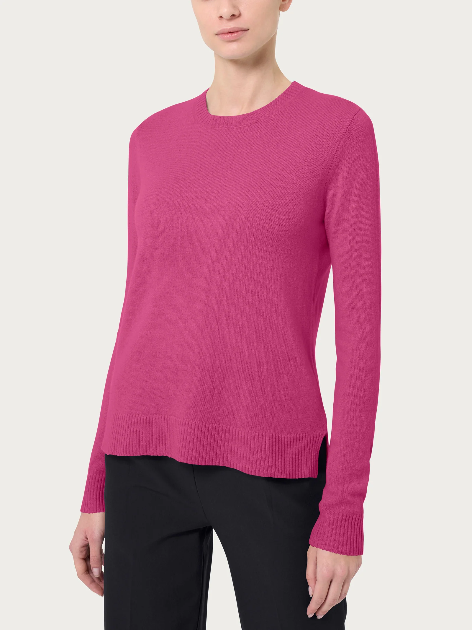 Maglia girocollo in cashmerino - Red Violet
