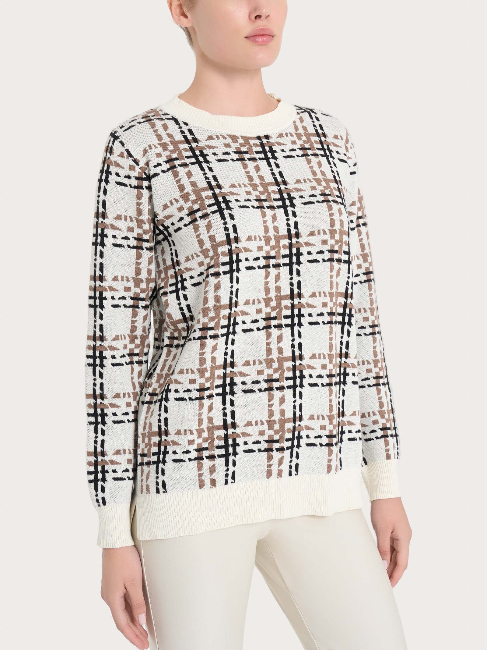 Maglia girocollo in filato Winter Cotton - Fant.Avorio