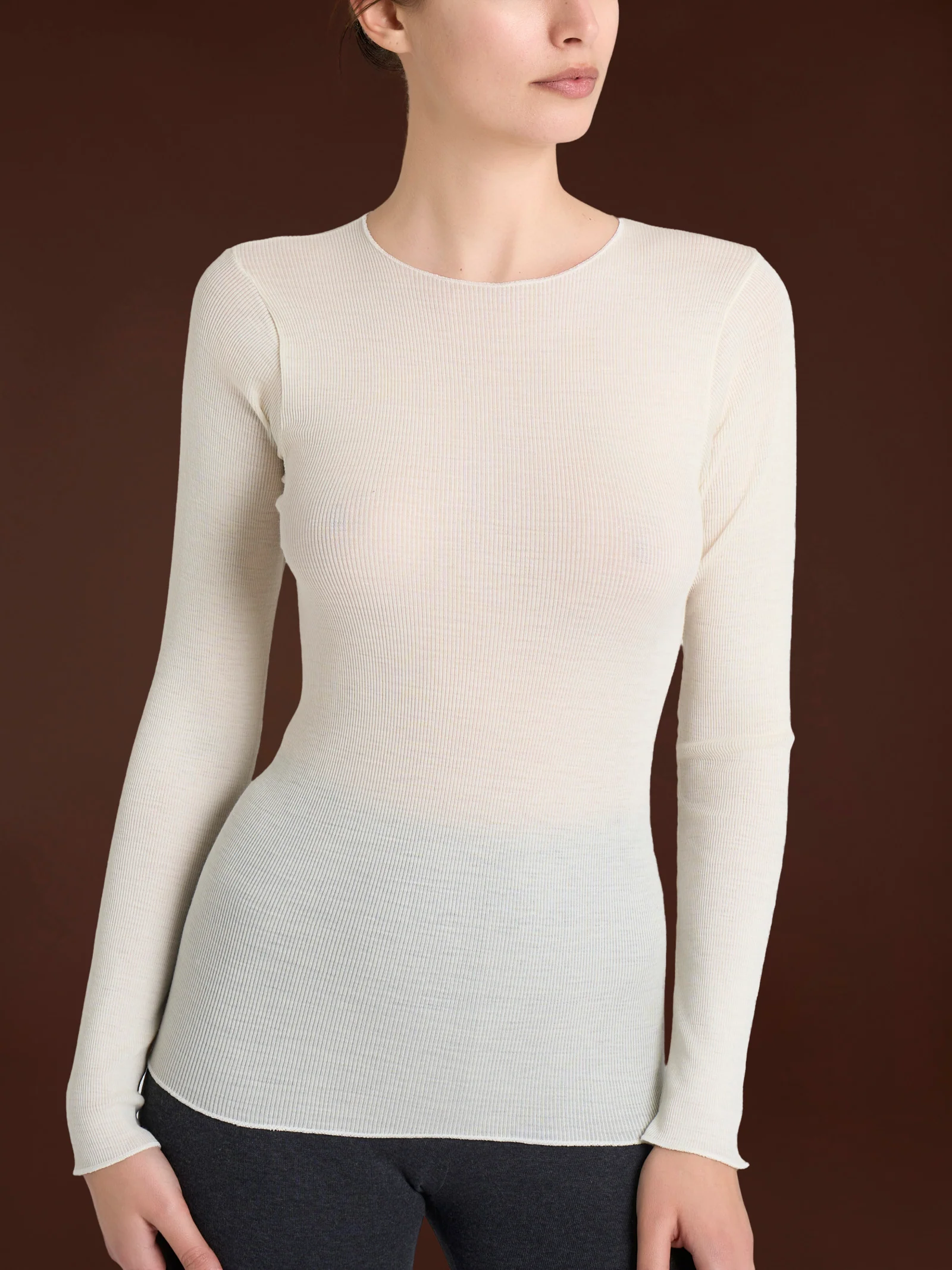 Maglia girocollo in Lana Seta  - B.co Lana