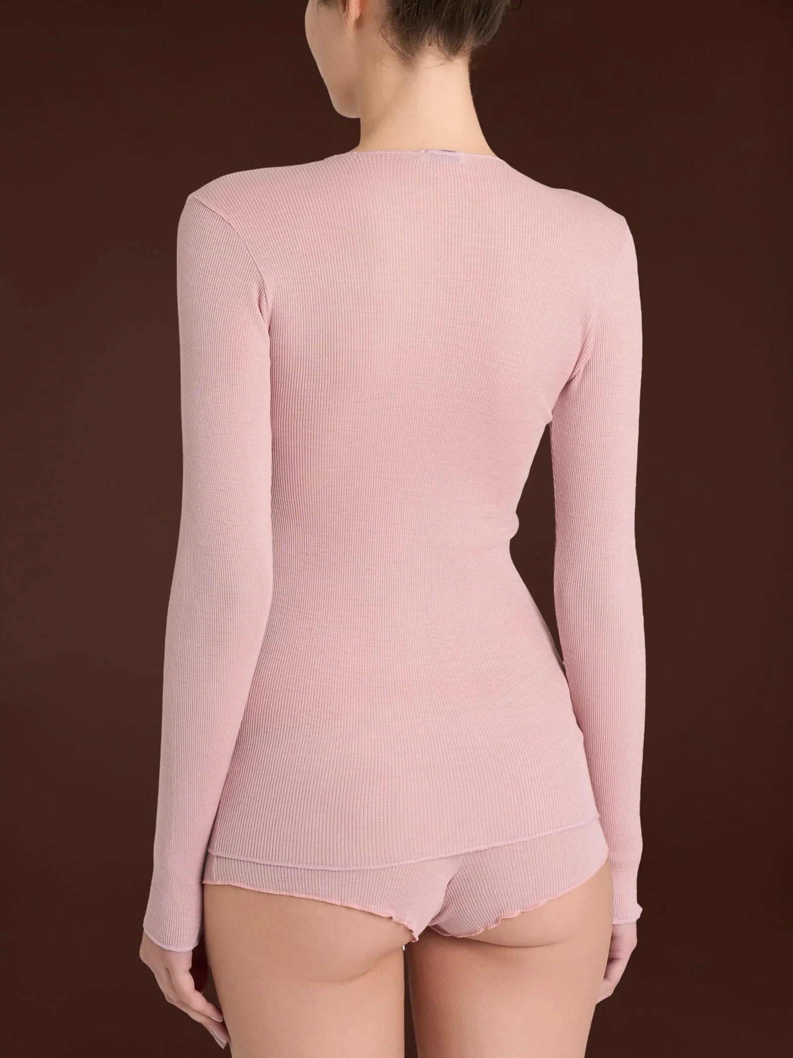 Maglia girocollo in Lana Seta - Rosa Antico - Image 2