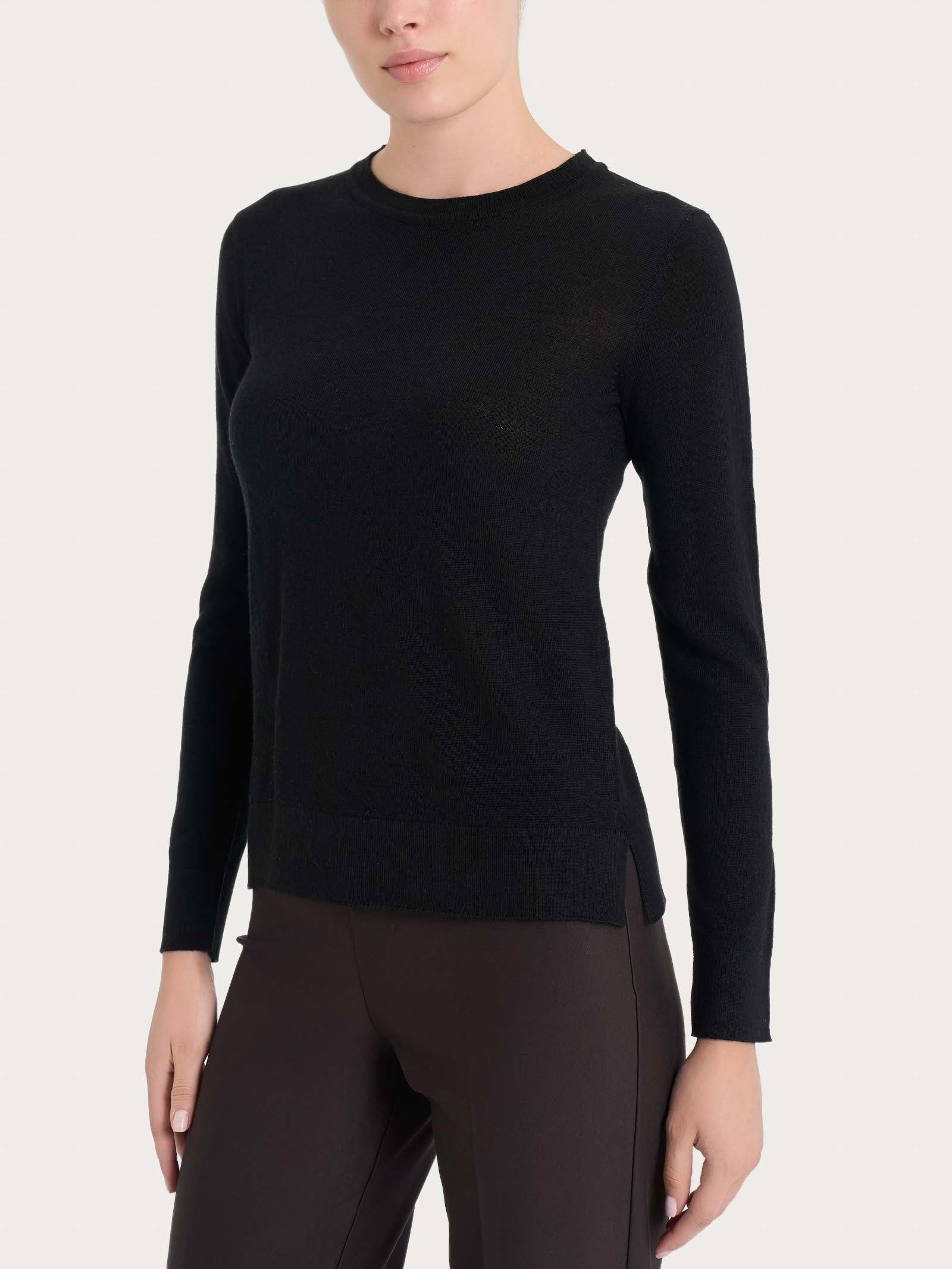 Maglia girocollo in Merino Soft - Nero