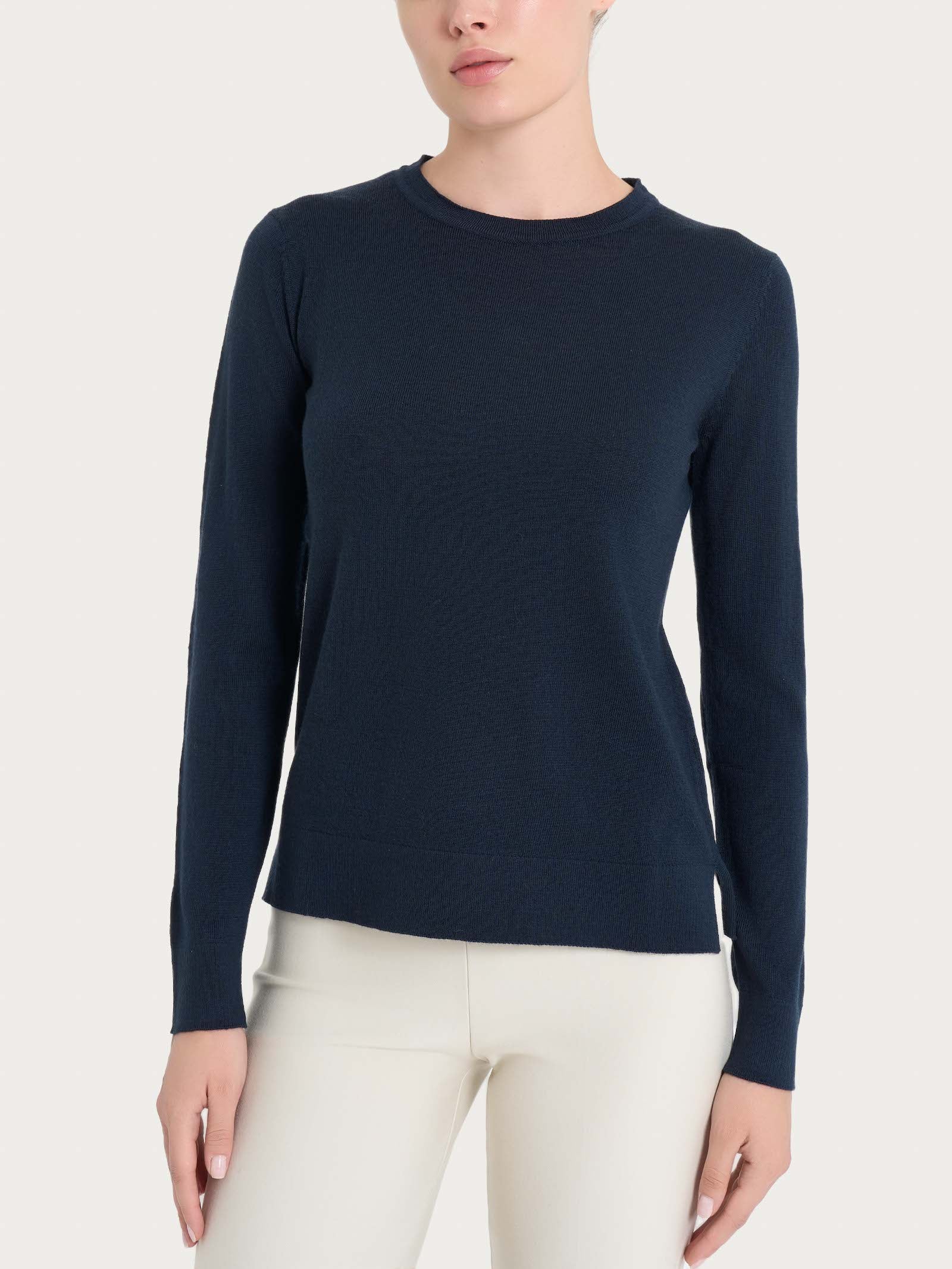 Maglia girocollo in Merino Soft - Bleu