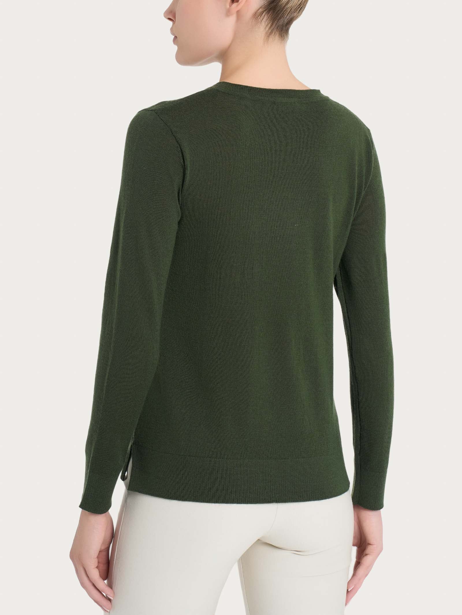 Maglia girocollo in Merino Soft - Kombu Green - Image 2