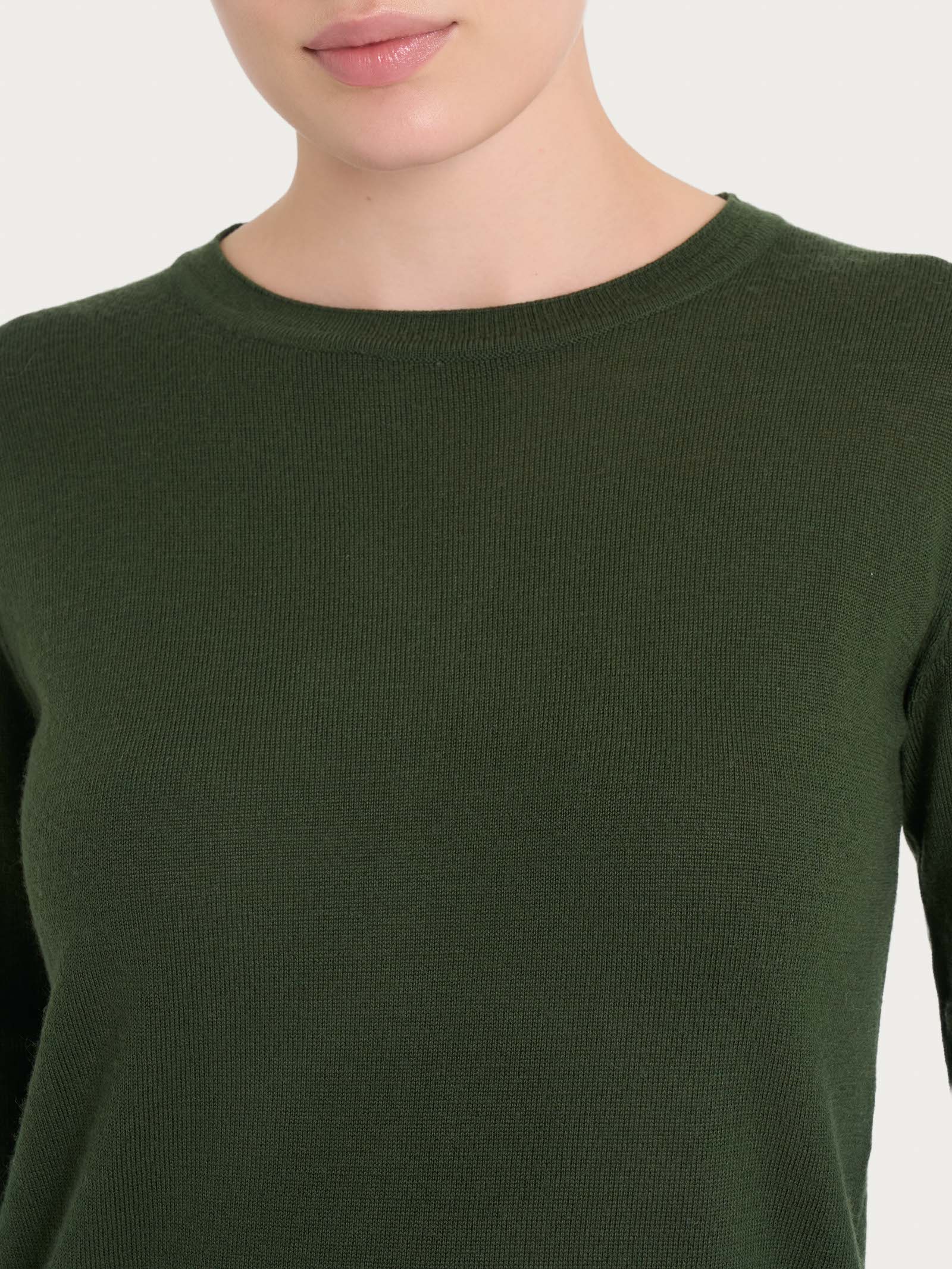 Maglia girocollo in Merino Soft - Kombu Green - Image 3