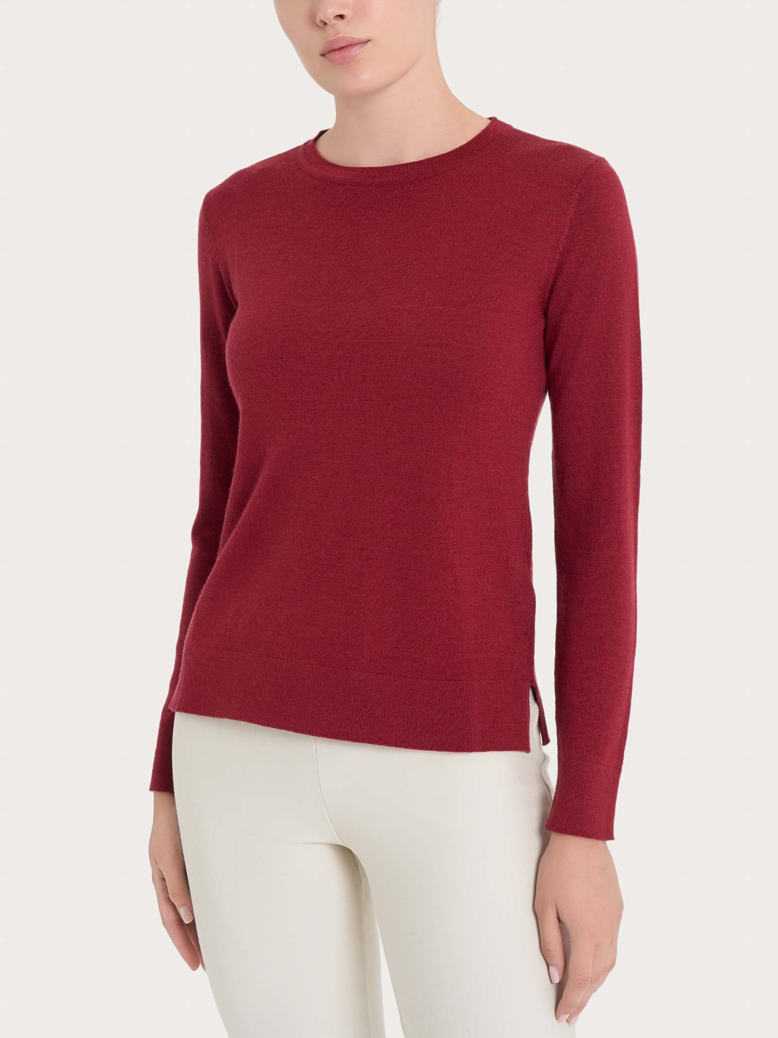 Maglia girocollo in Merino Soft - Tibetan Red