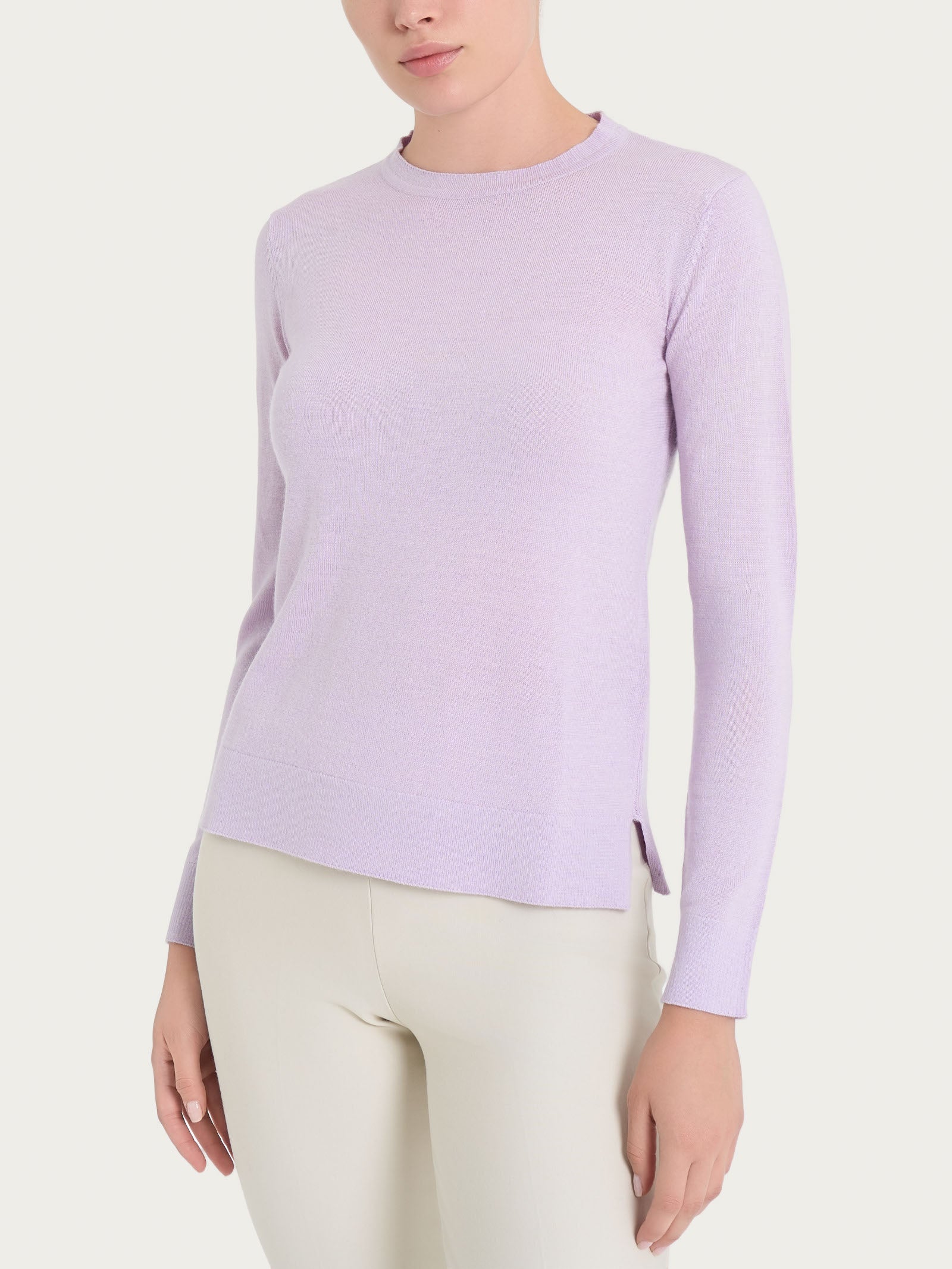 Maglia girocollo in Merino Soft - Orchid Petal